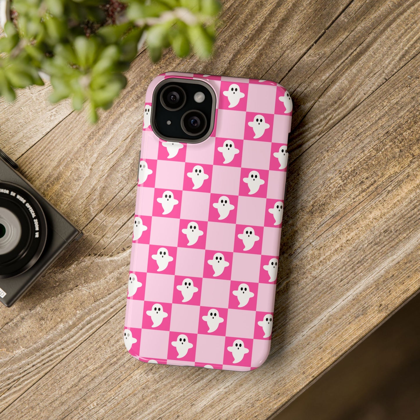 Pink Checker Ghost iPhone Case - MagSafe