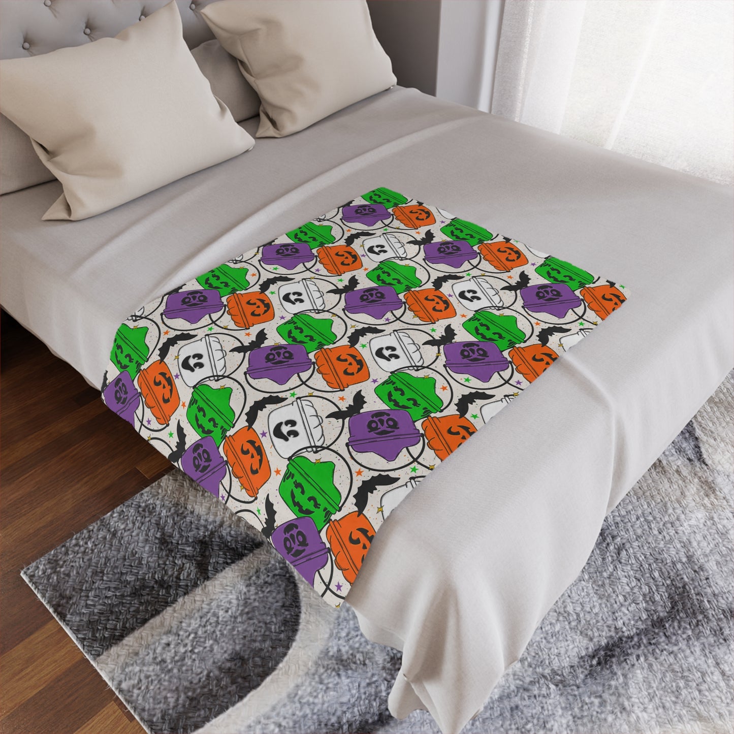 Halloween Buckets Minky Polyester Blanket