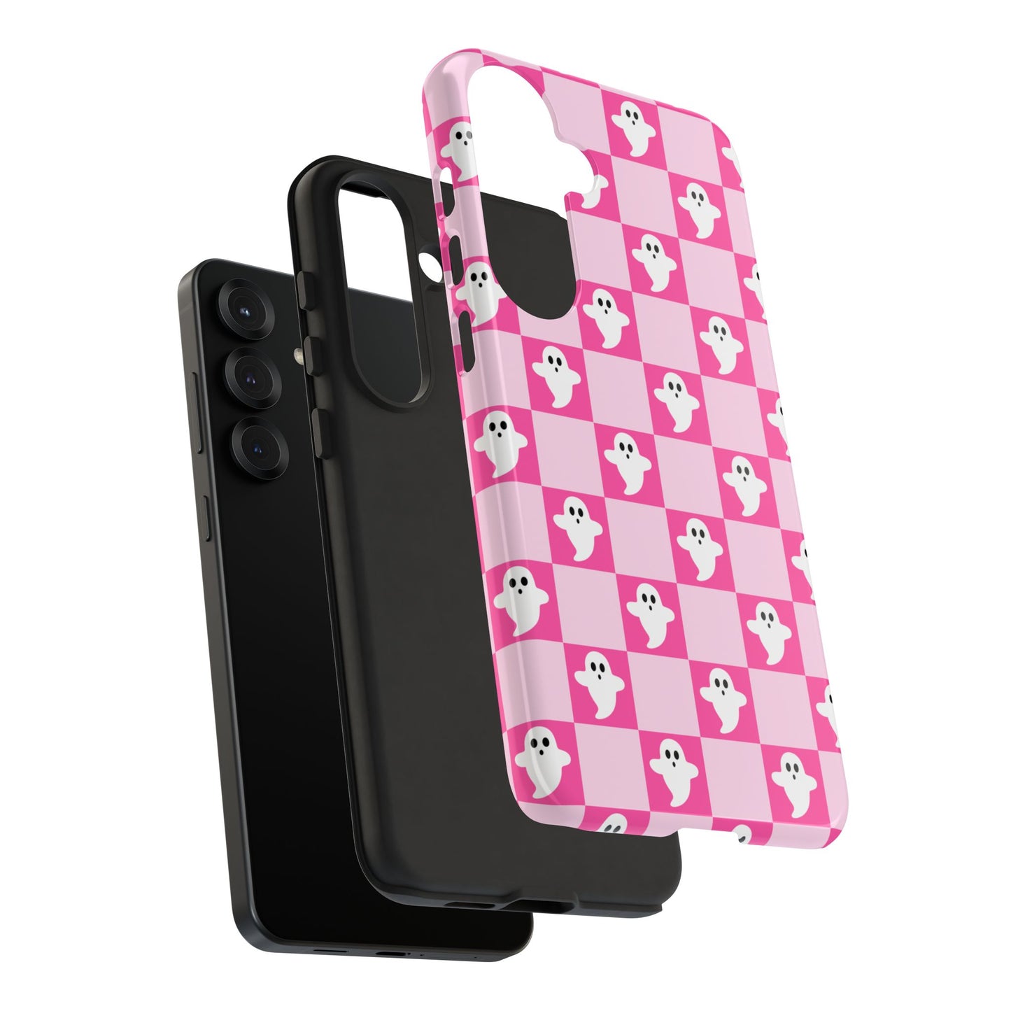 Pink Checker Ghost Samsung Case - Regular