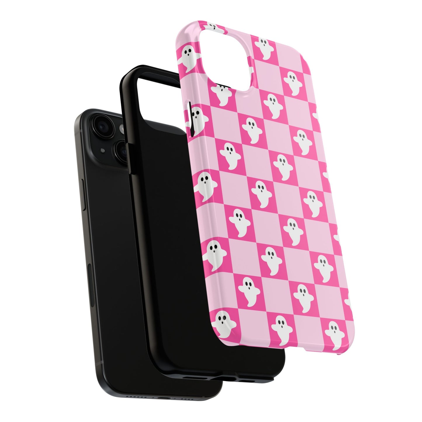 Pink Checker Ghost iPhone Case - Regular