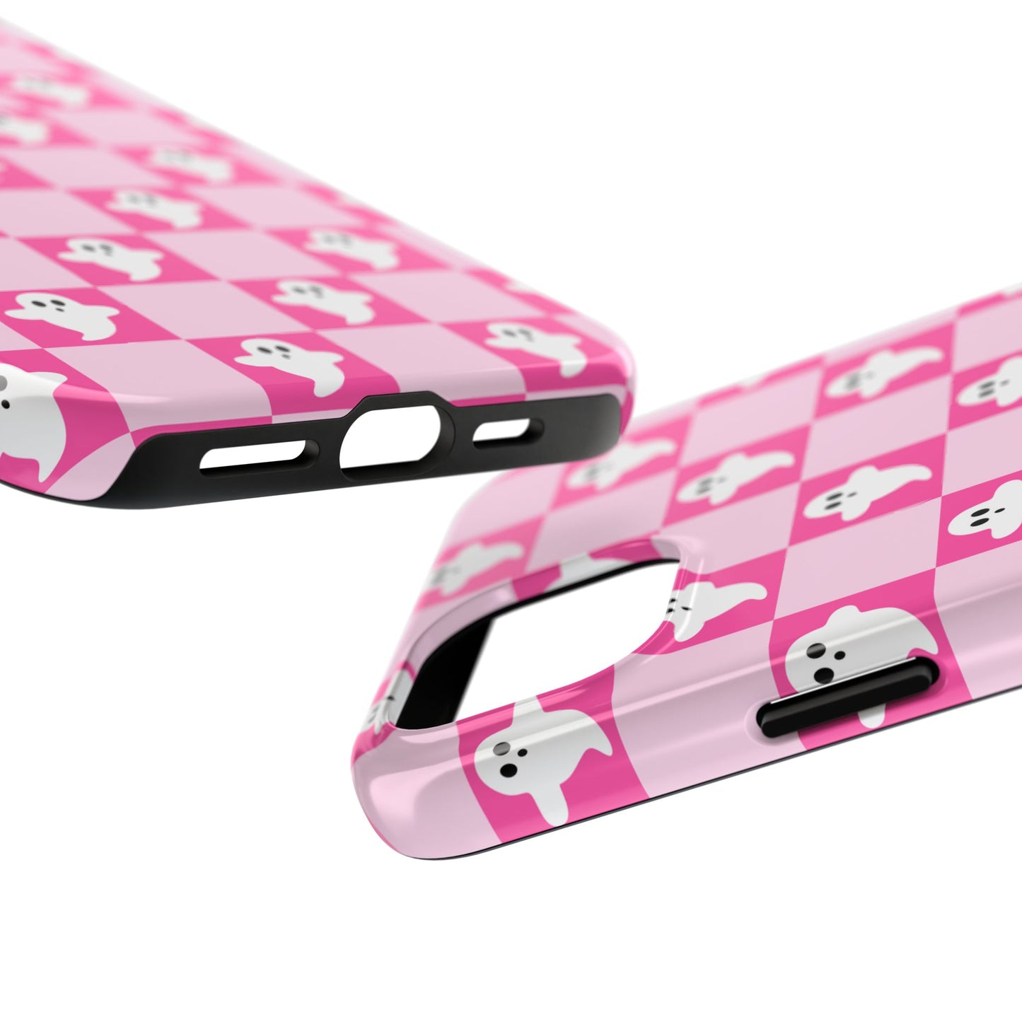 Pink Checker Ghost iPhone Case - Regular