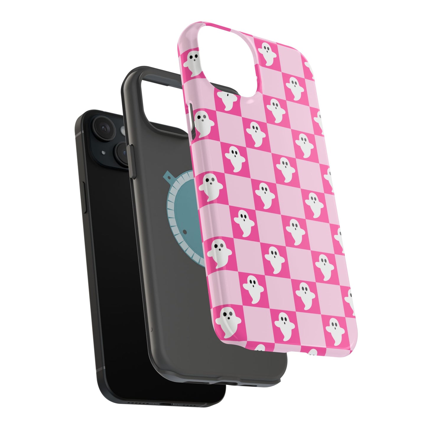 Pink Checker Ghost iPhone Case - MagSafe