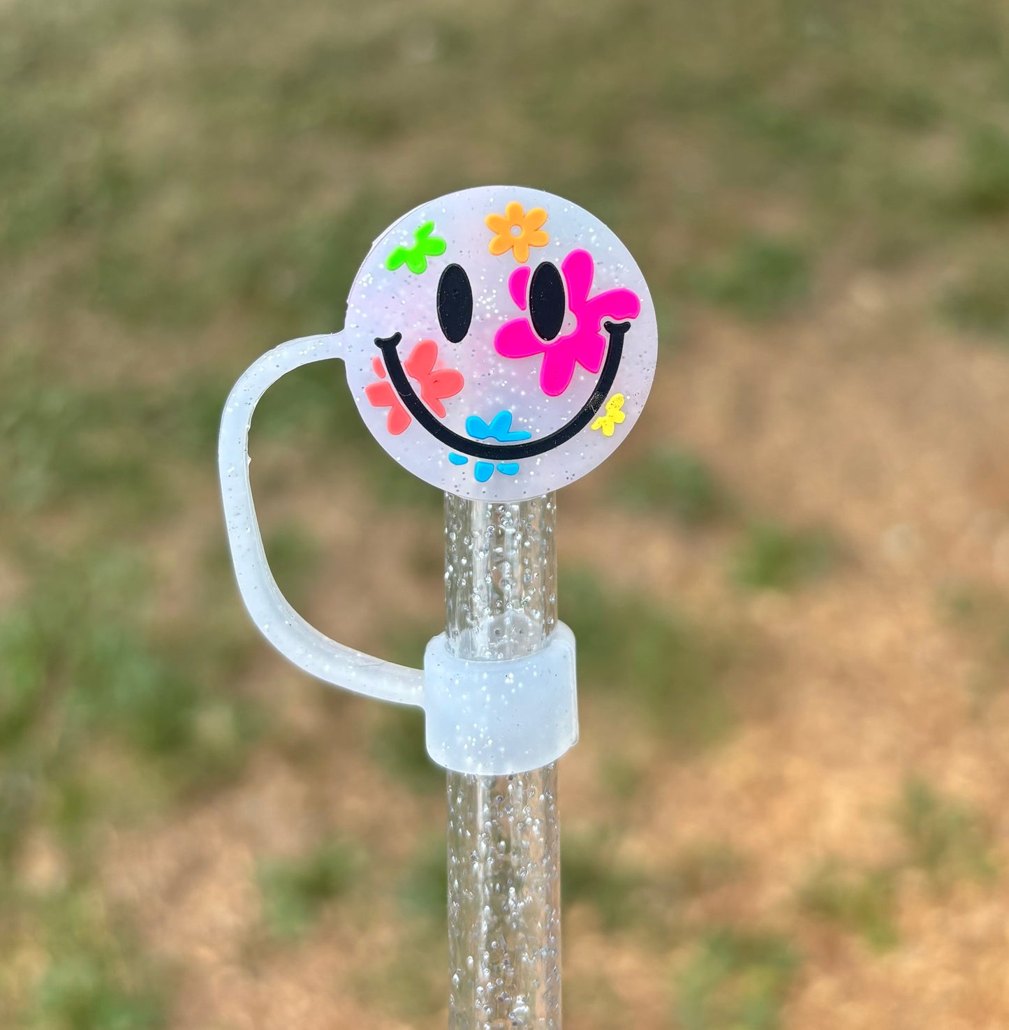 Floral Smiley Straw Topper - 10mm