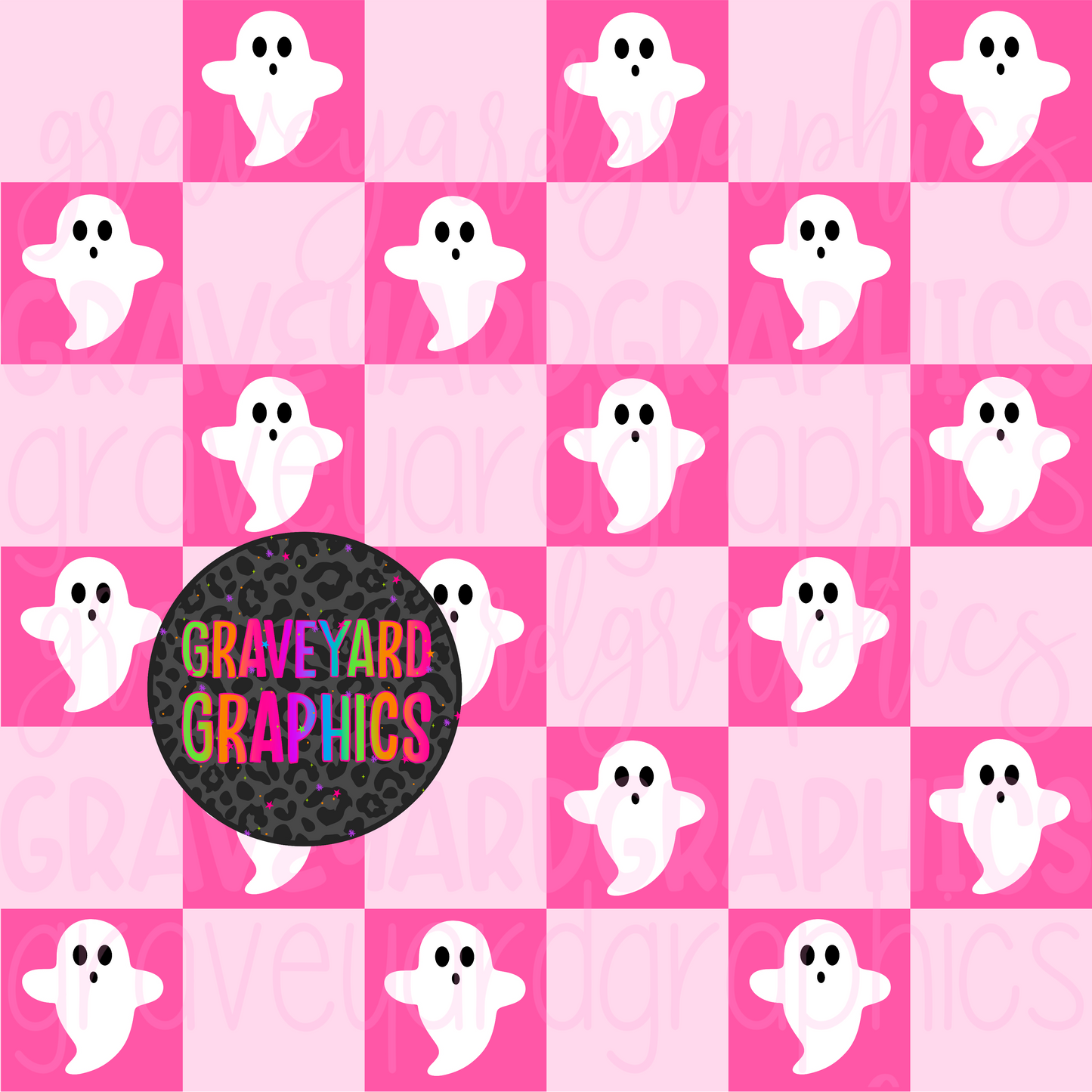 Pink Checker Ghost Seamless