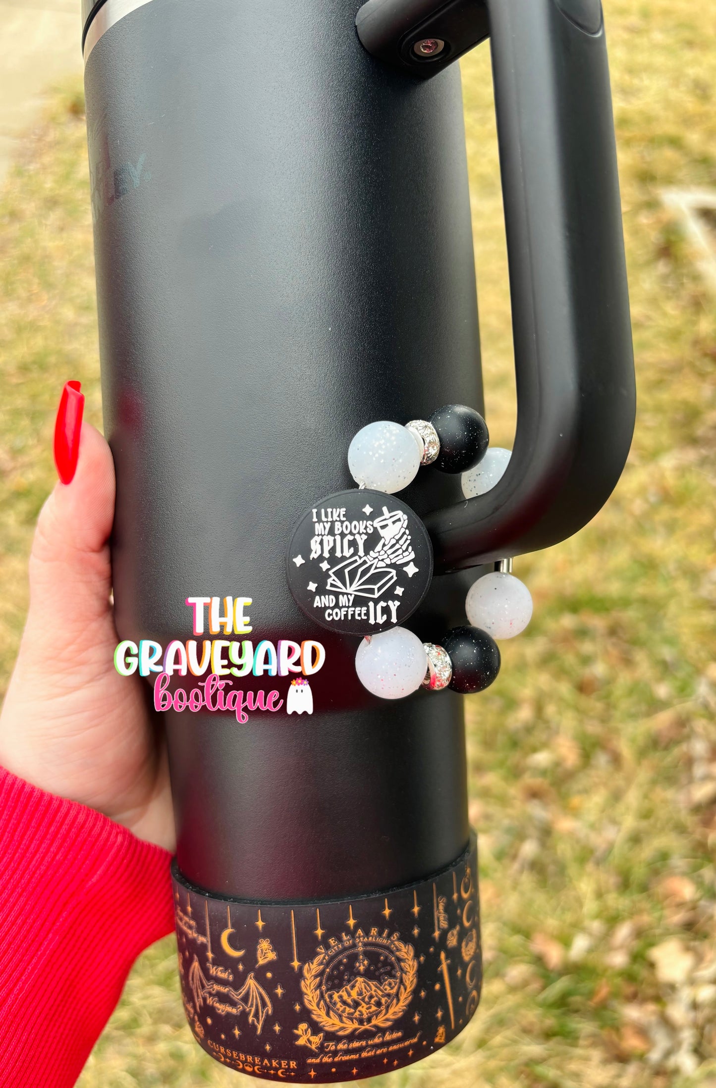 Books Spicy Coffee Icy Tumbler Charm