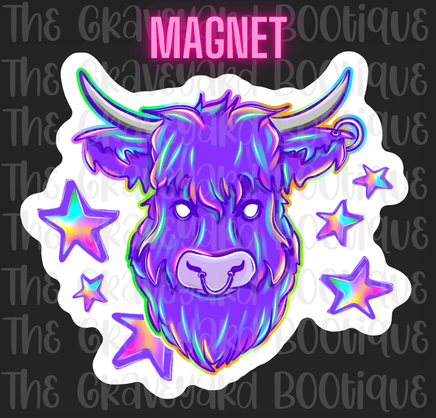 Neon Cow Magnet