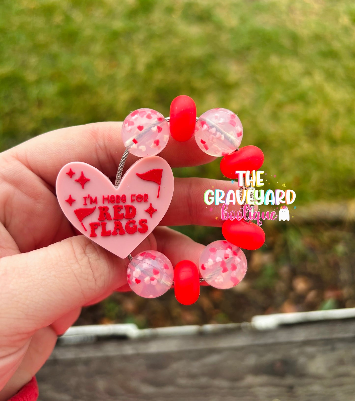 I’m Here For The Red Flags Tumbler Charm