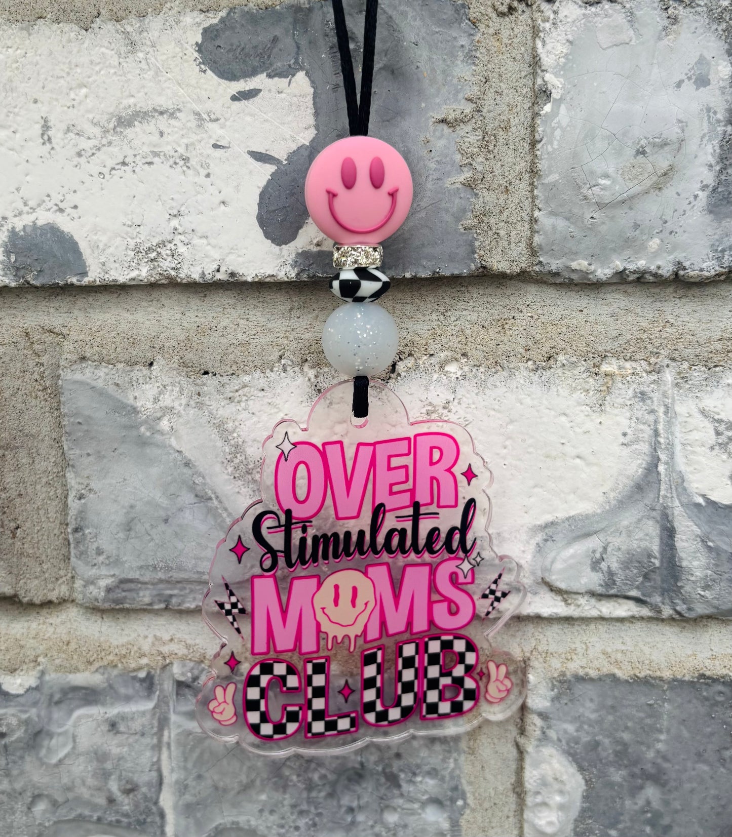 Overstimulated Moms Club Rear View Mirror Car Charm