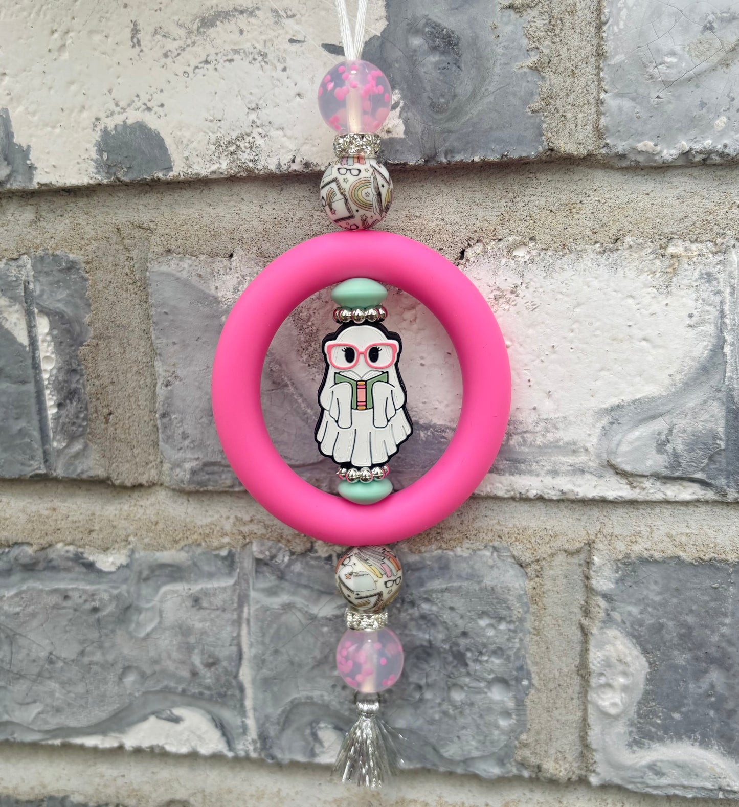 Bookish Ghost Rear View Mirror Car Charm