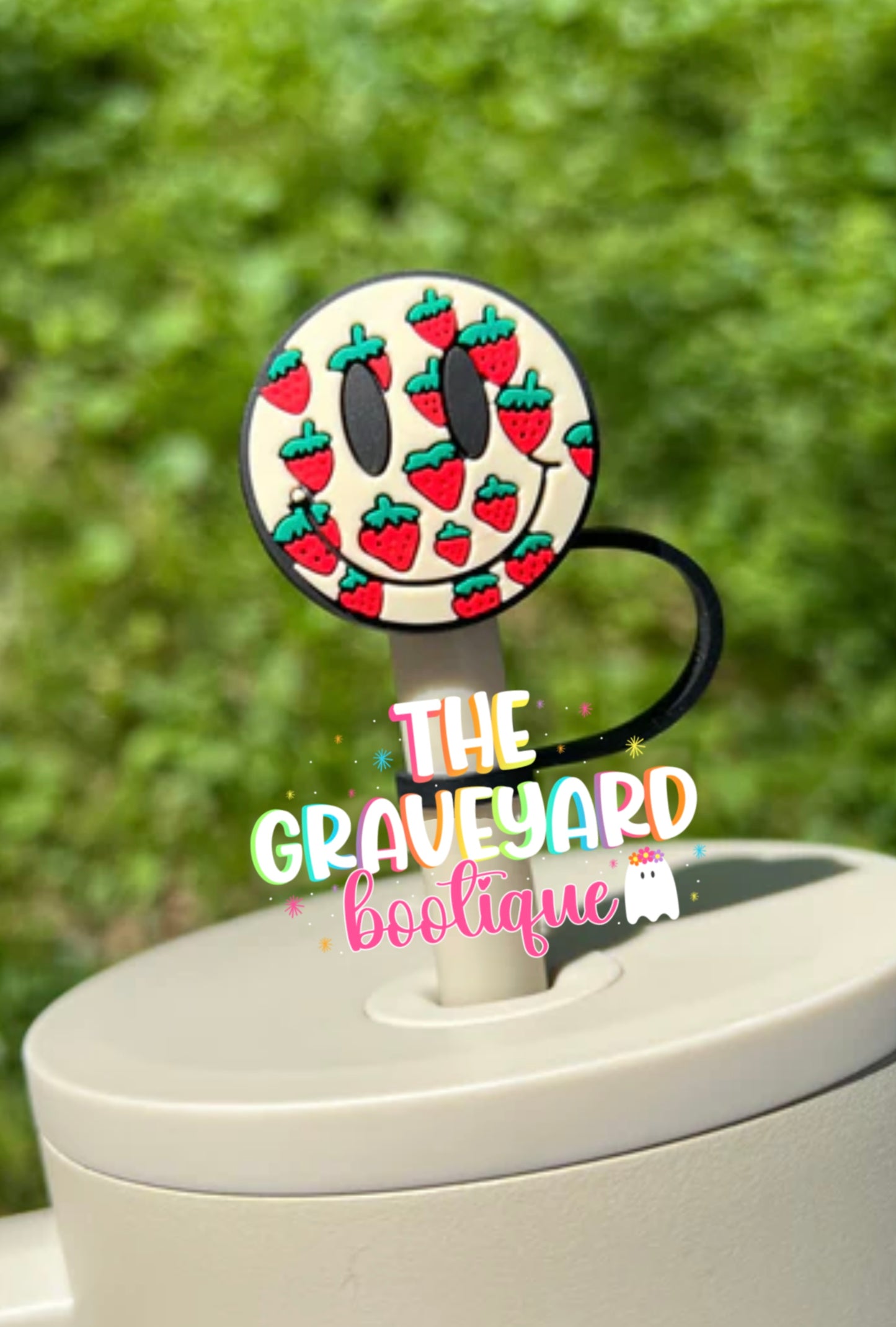 Strawberry Smiley Straw Topper