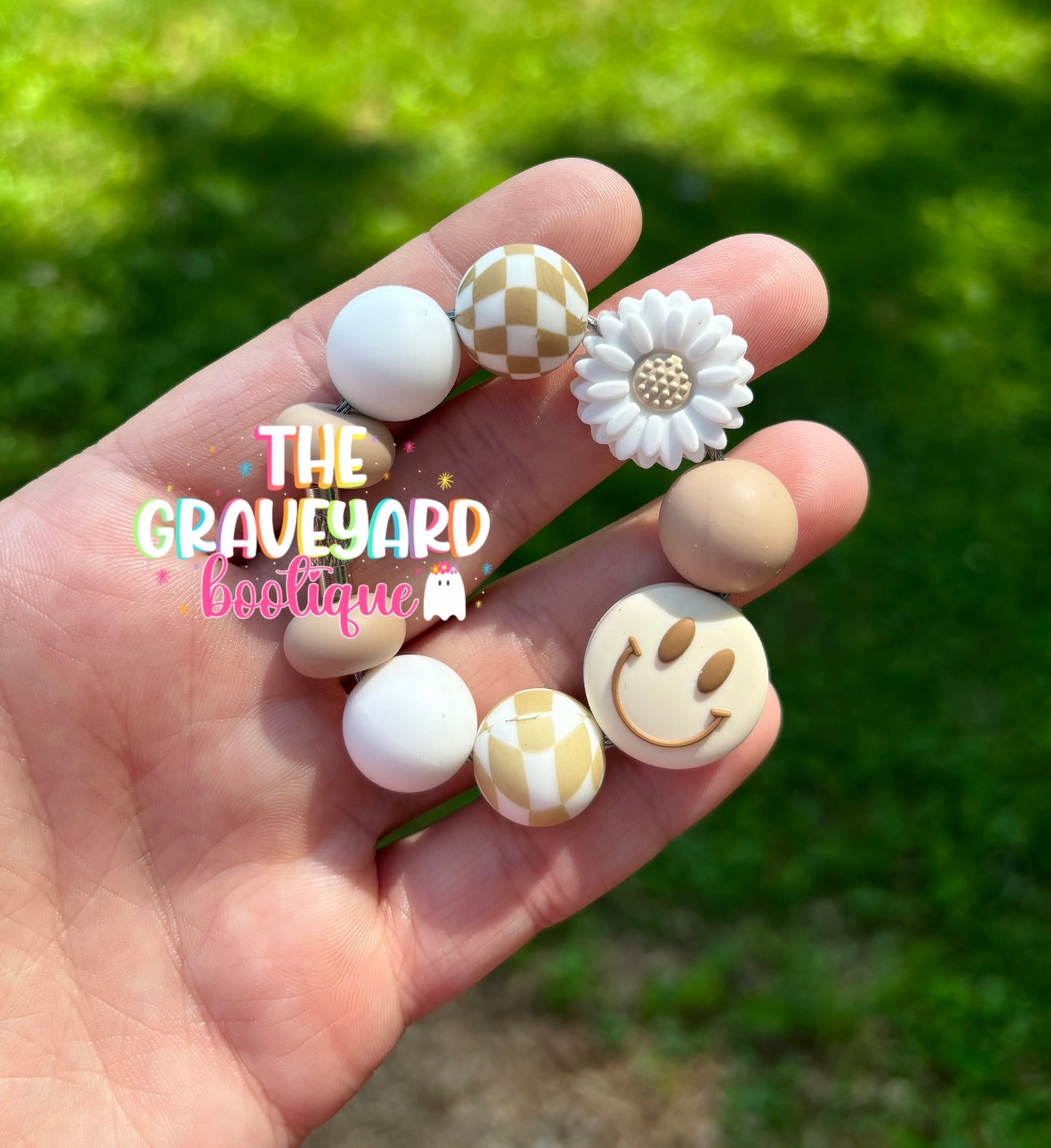 Boho Smiley Floral Tumbler Charm