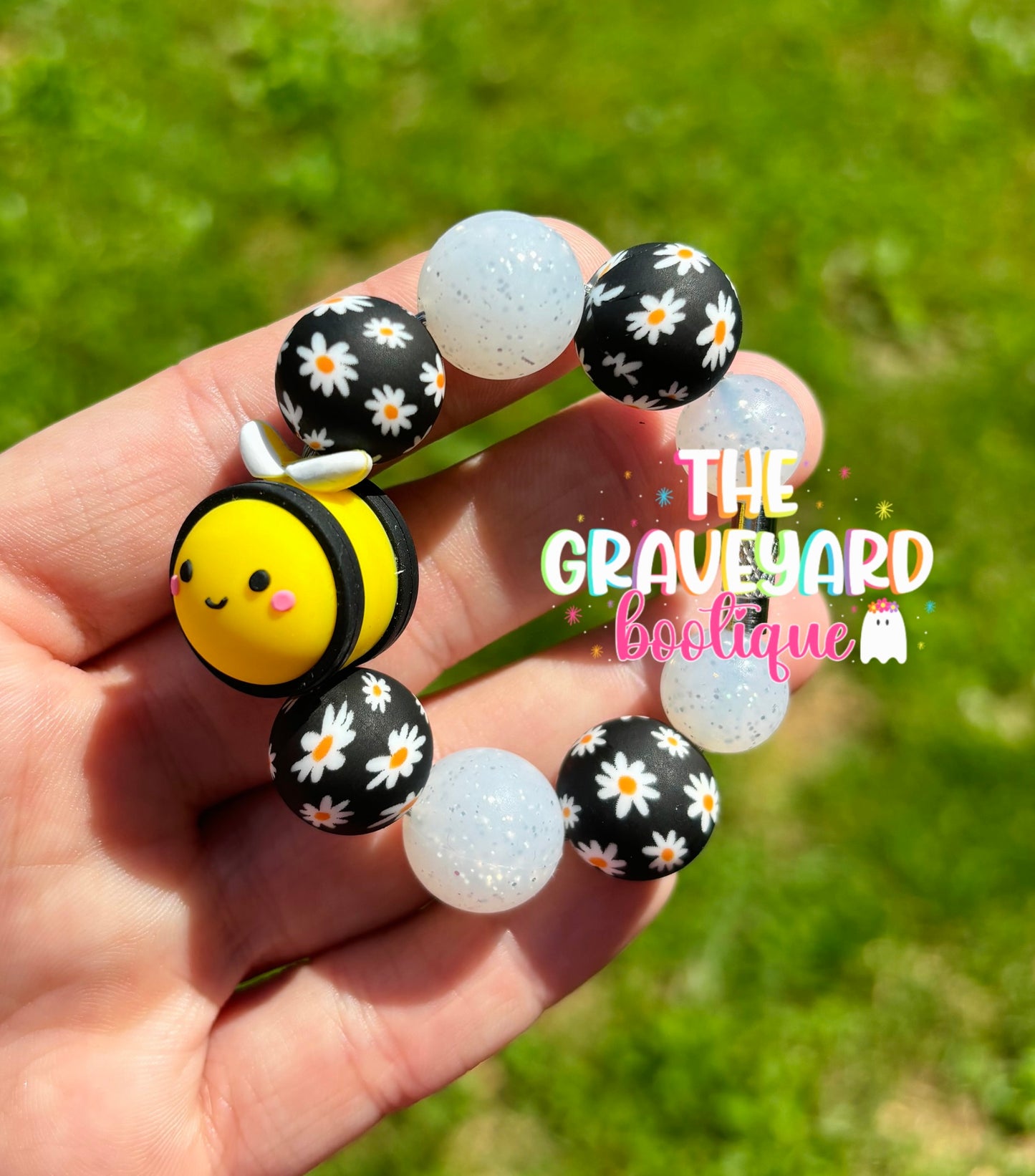 Floral Bumble Bee Tumbler Charm