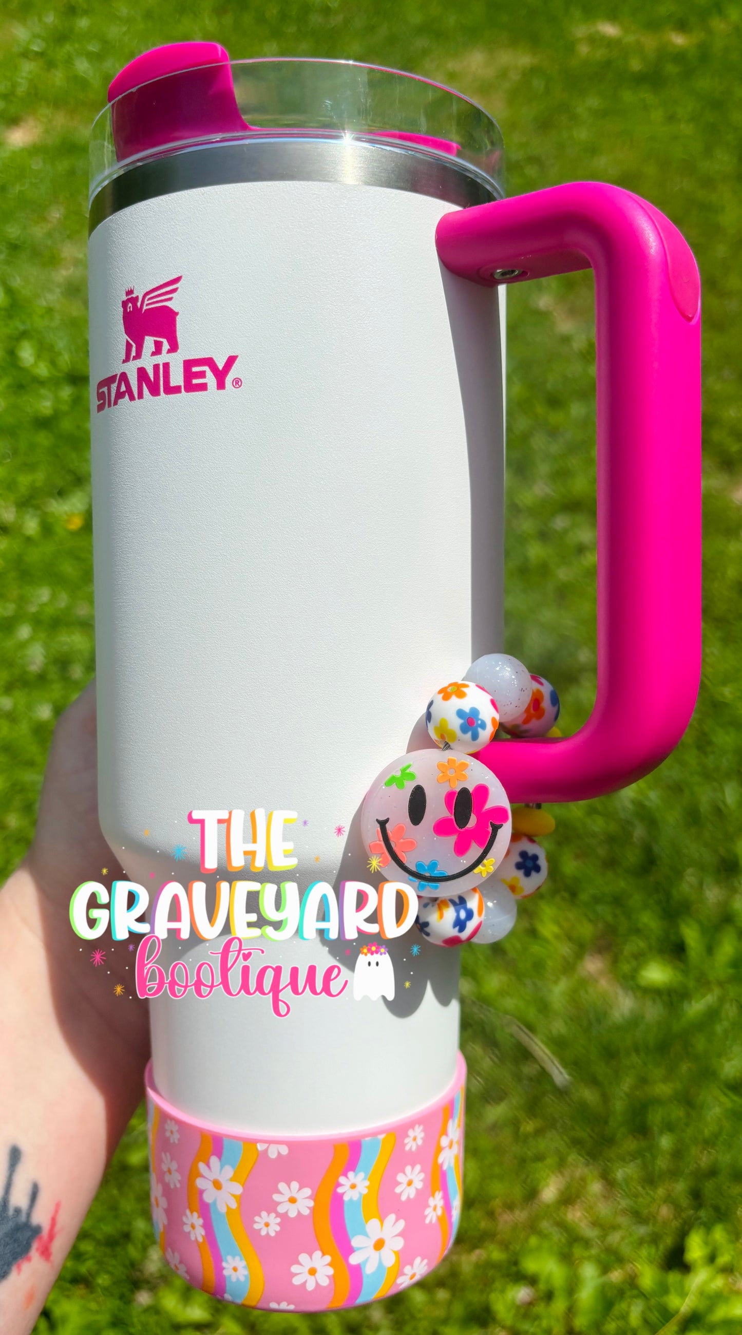 Retro Floral Smiley Tumbler Charm