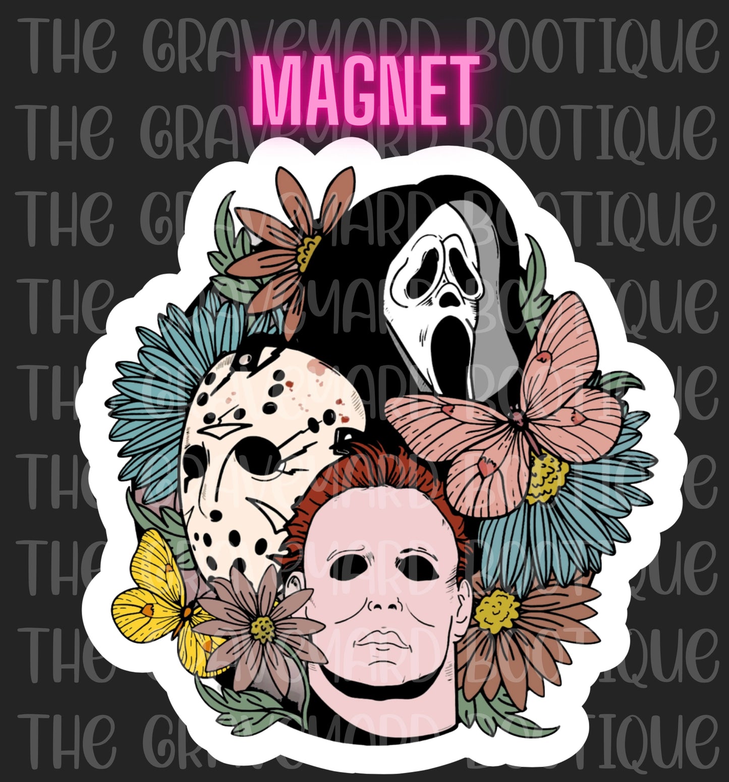 Floral Scary Guys Magnet
