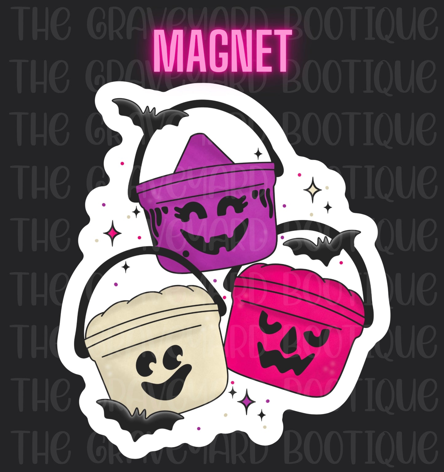 Pink Halloween Bucket Magnet