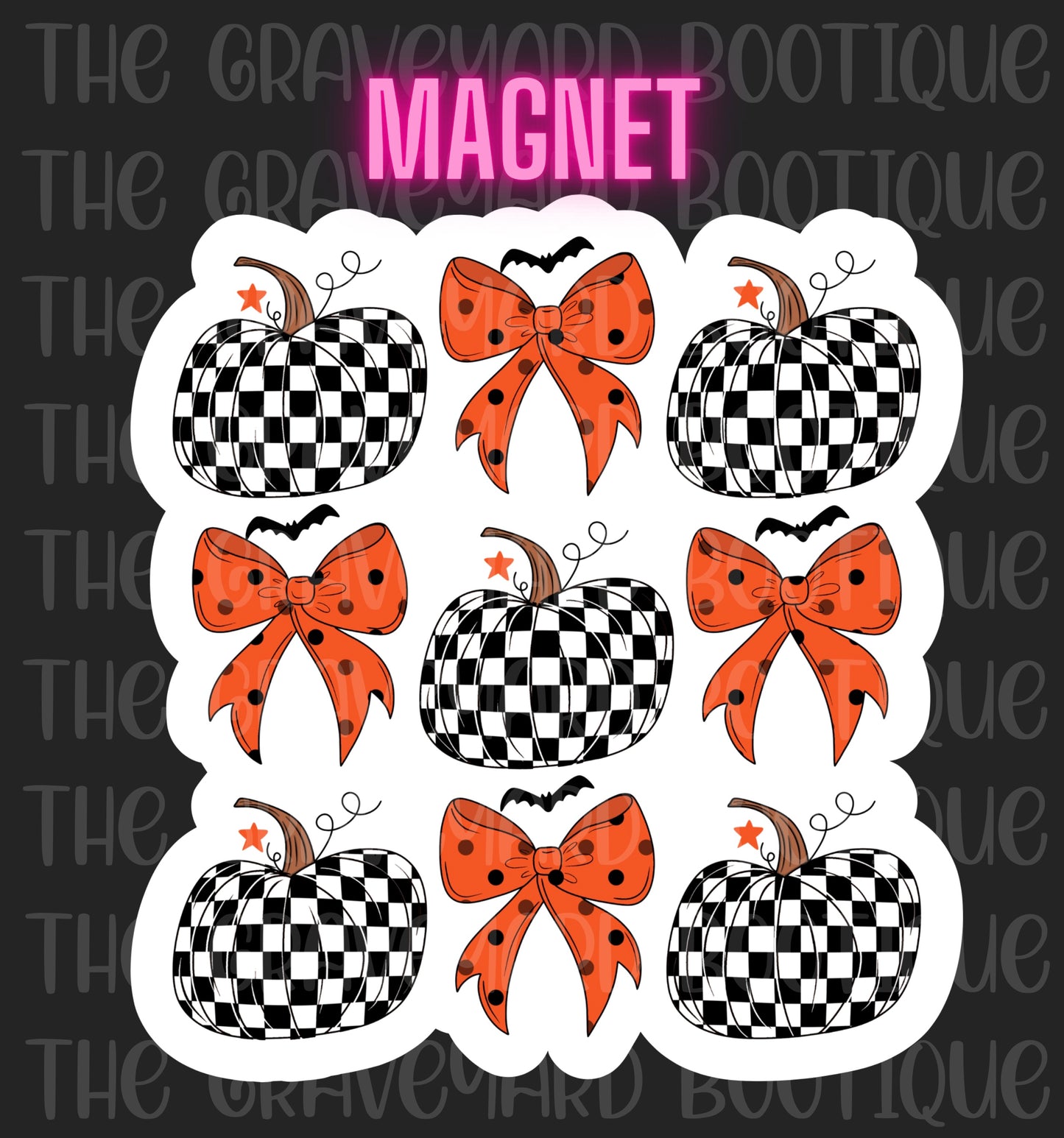 Checker Coquette Pumpkins Magnet