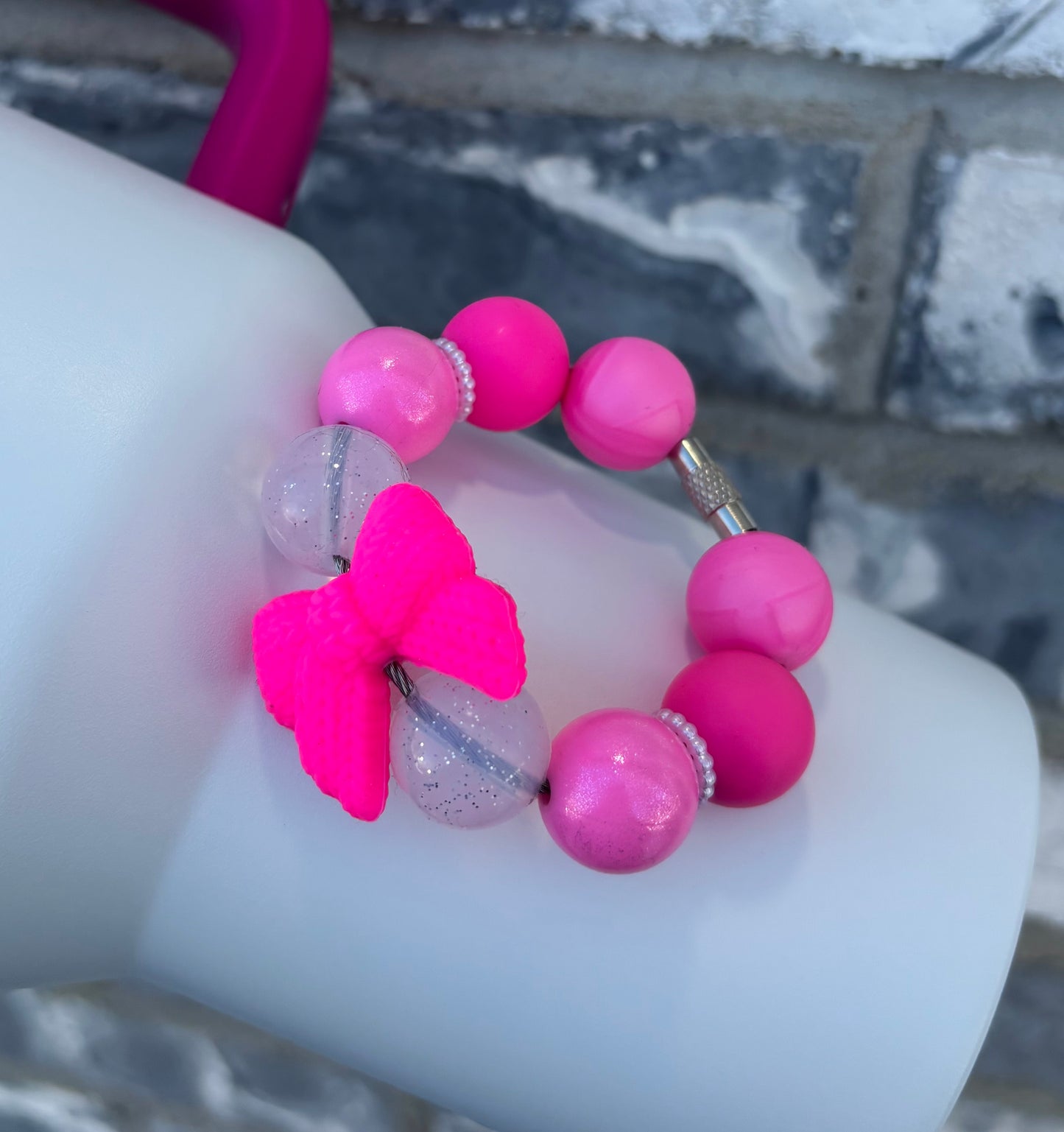 Bright Pink Sweater Bow Charm