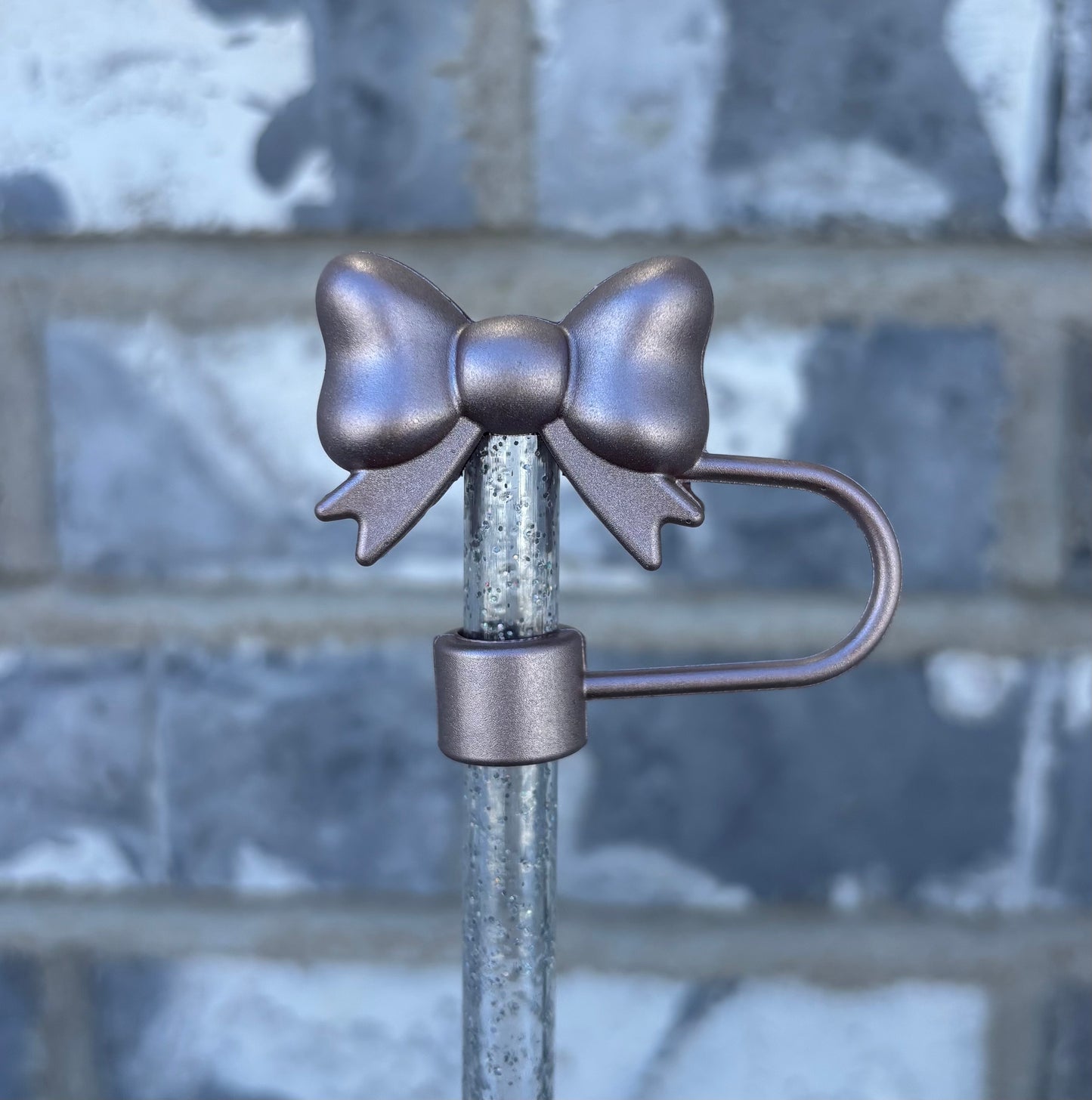 Rose Gold Bow 3D Straw Topper - 10mm