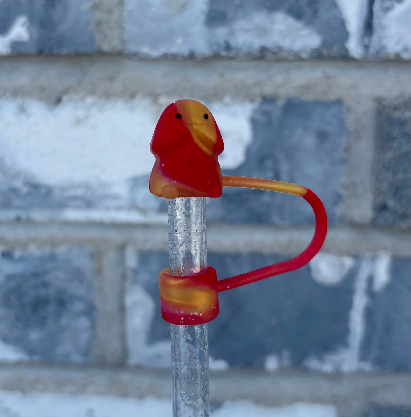 Red Gold Glitter Richard Straw Topper - 10mm