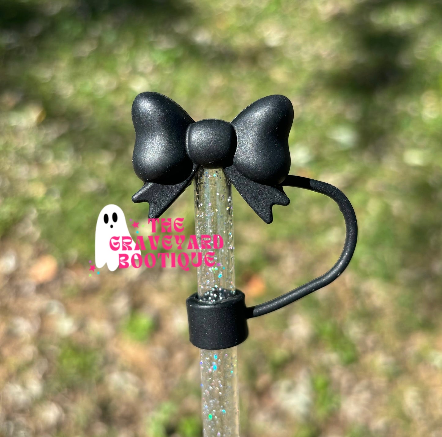 Black Bow Straw Topper - 10mm