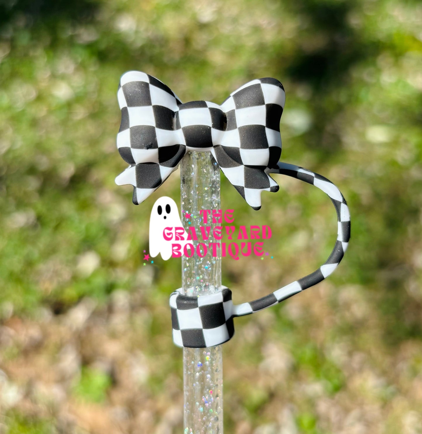Checker Bow Straw Topper - 10mm
