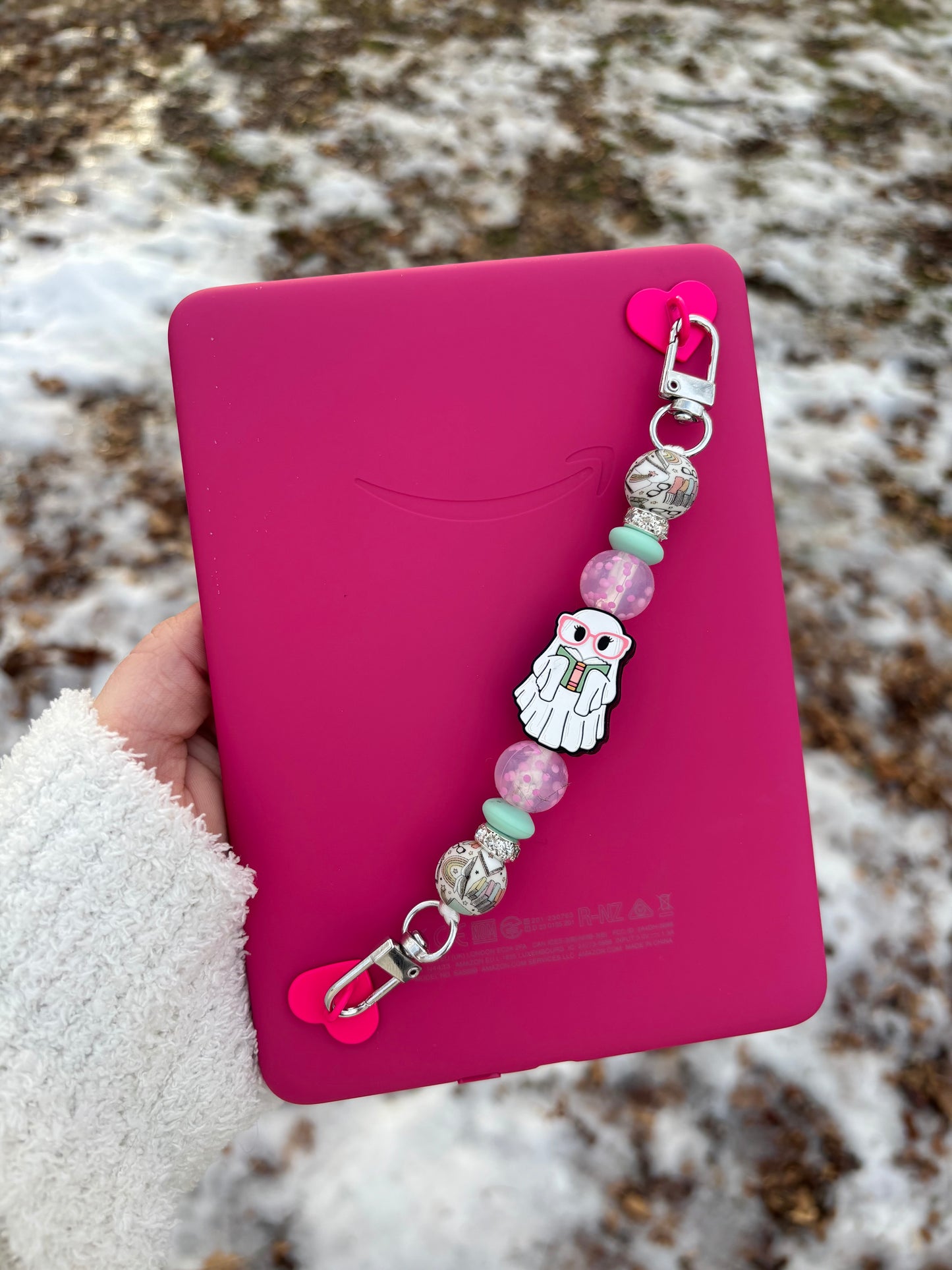 Bookish Ghost Kindle Strap - Adhesive Hearts Sold Separately