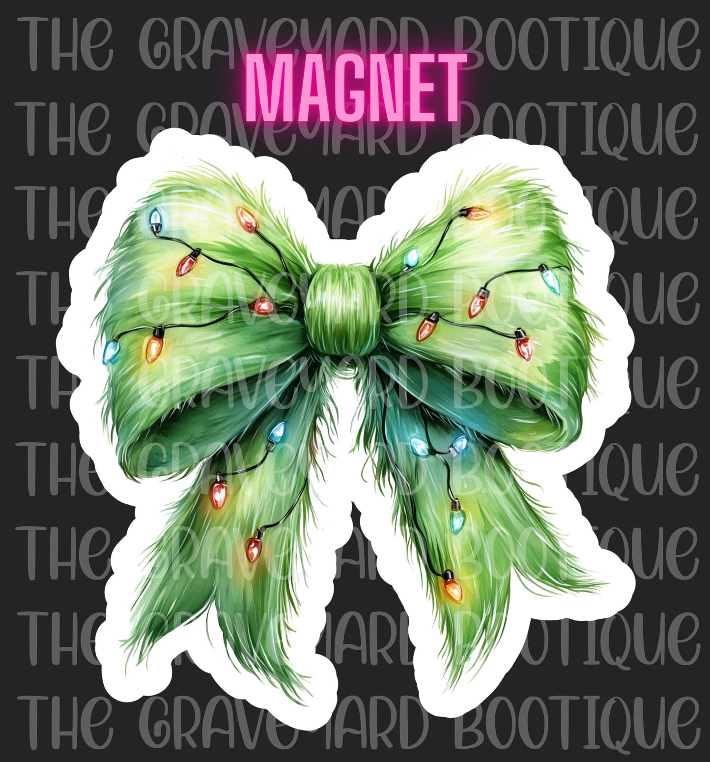 Green Fur Bow Magnet