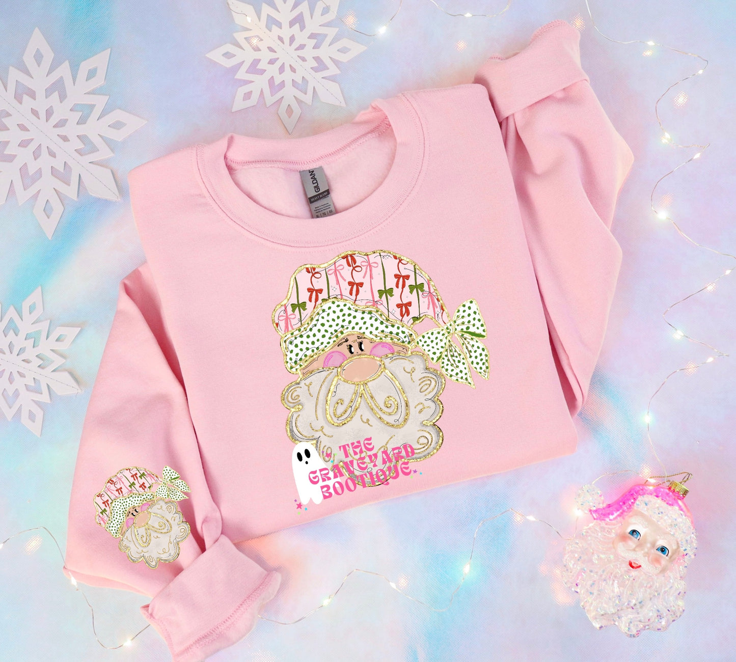 Coquette Faux Glitter Santa Crew