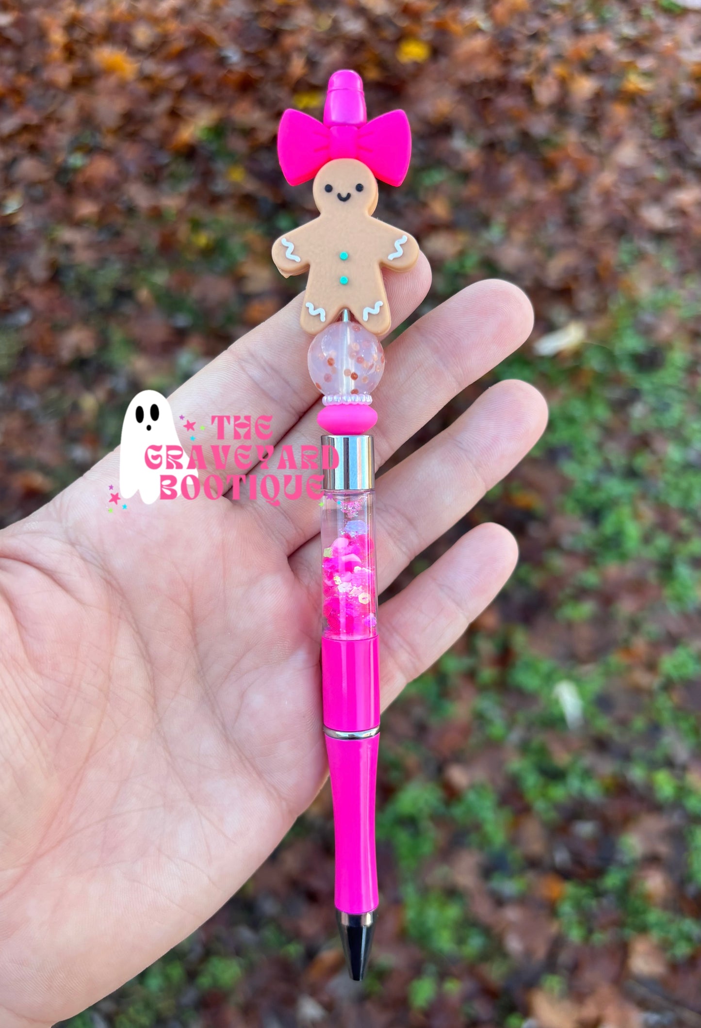 Coquette Gingerbread Snow-Globe Pen