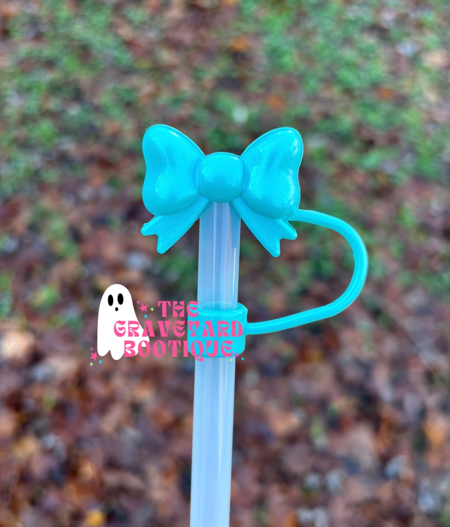 Blue Opal 3D Bow Straw Topper - 10mm