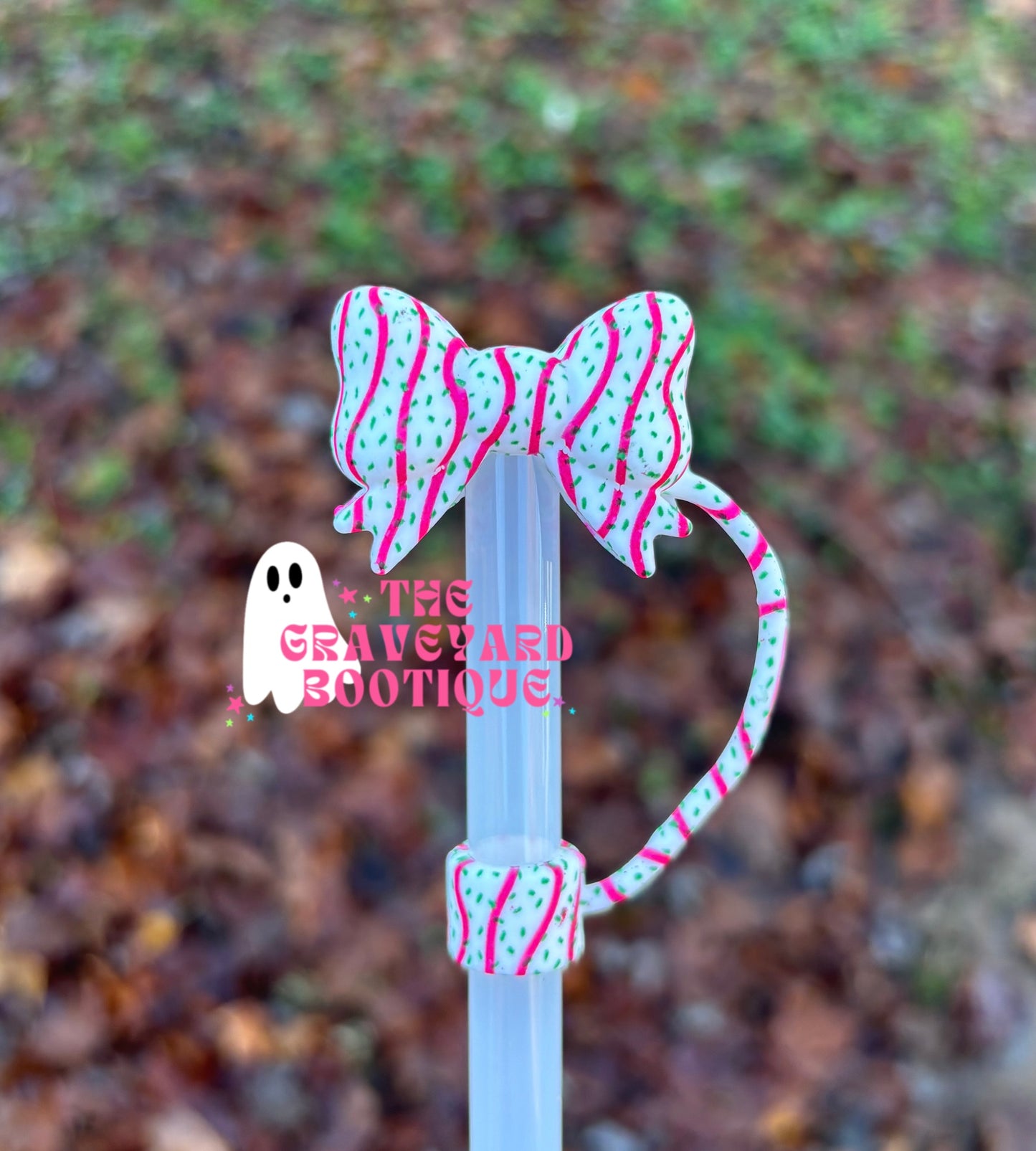 Christmas Cake 3D Bow Straw Topper - 10mm