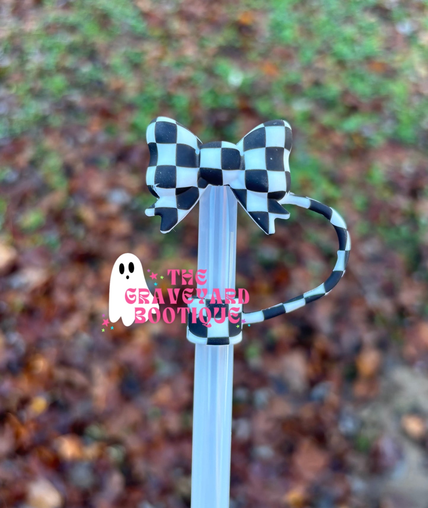 Checker 3D Bow Straw Topper - 10mm