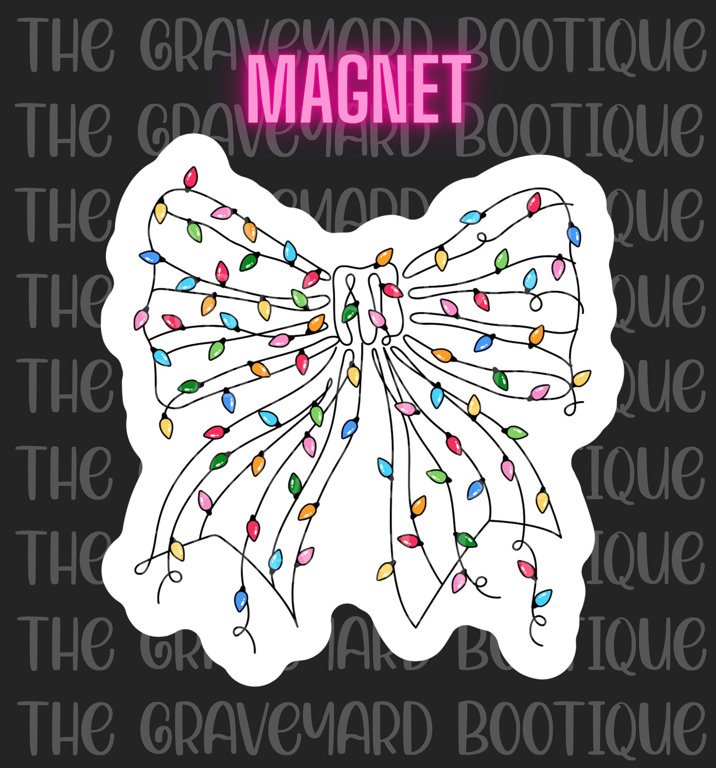 Christmas Lights Bow Magnet