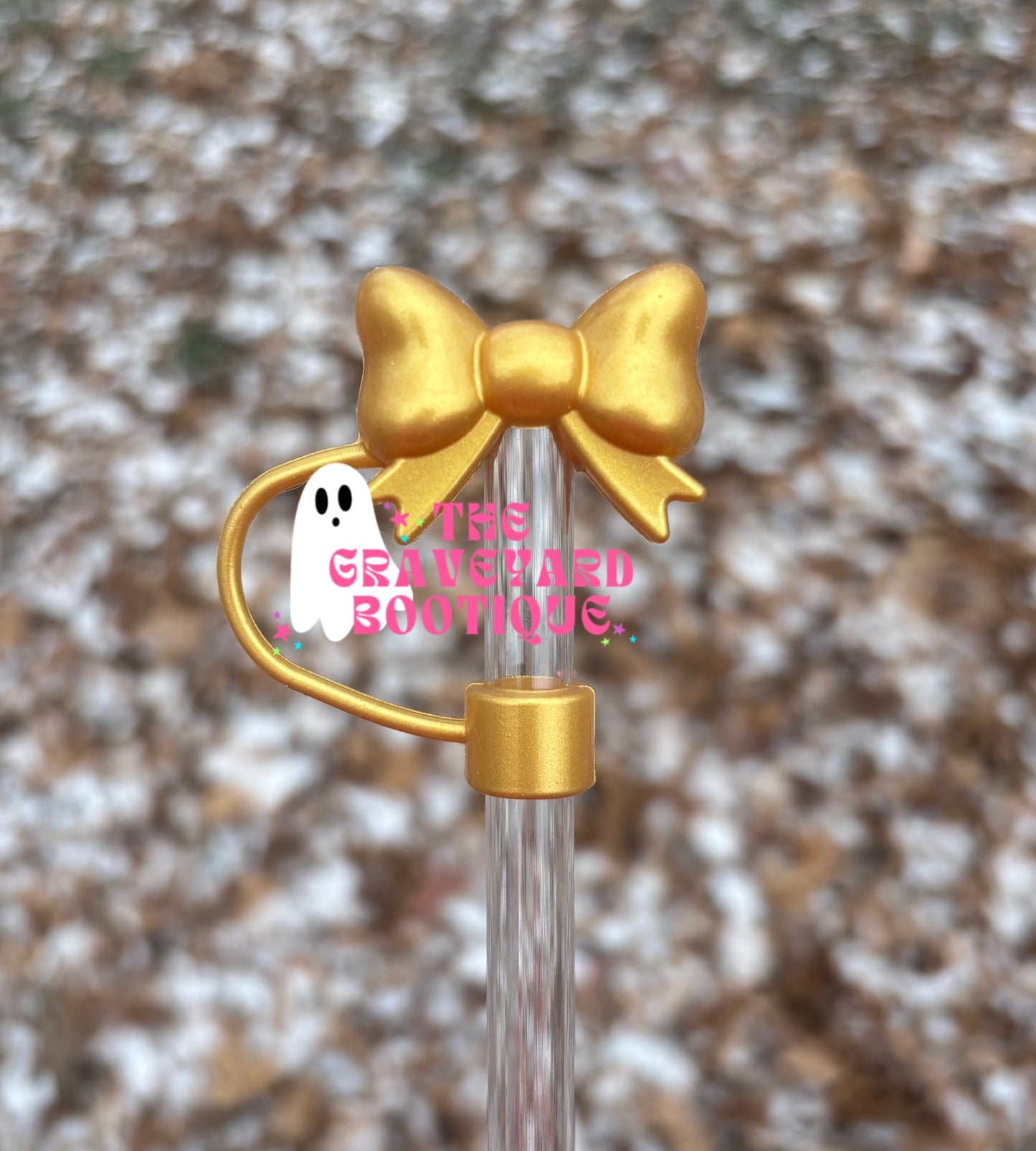 Gold 3D Bow Straw Topper - 10mm