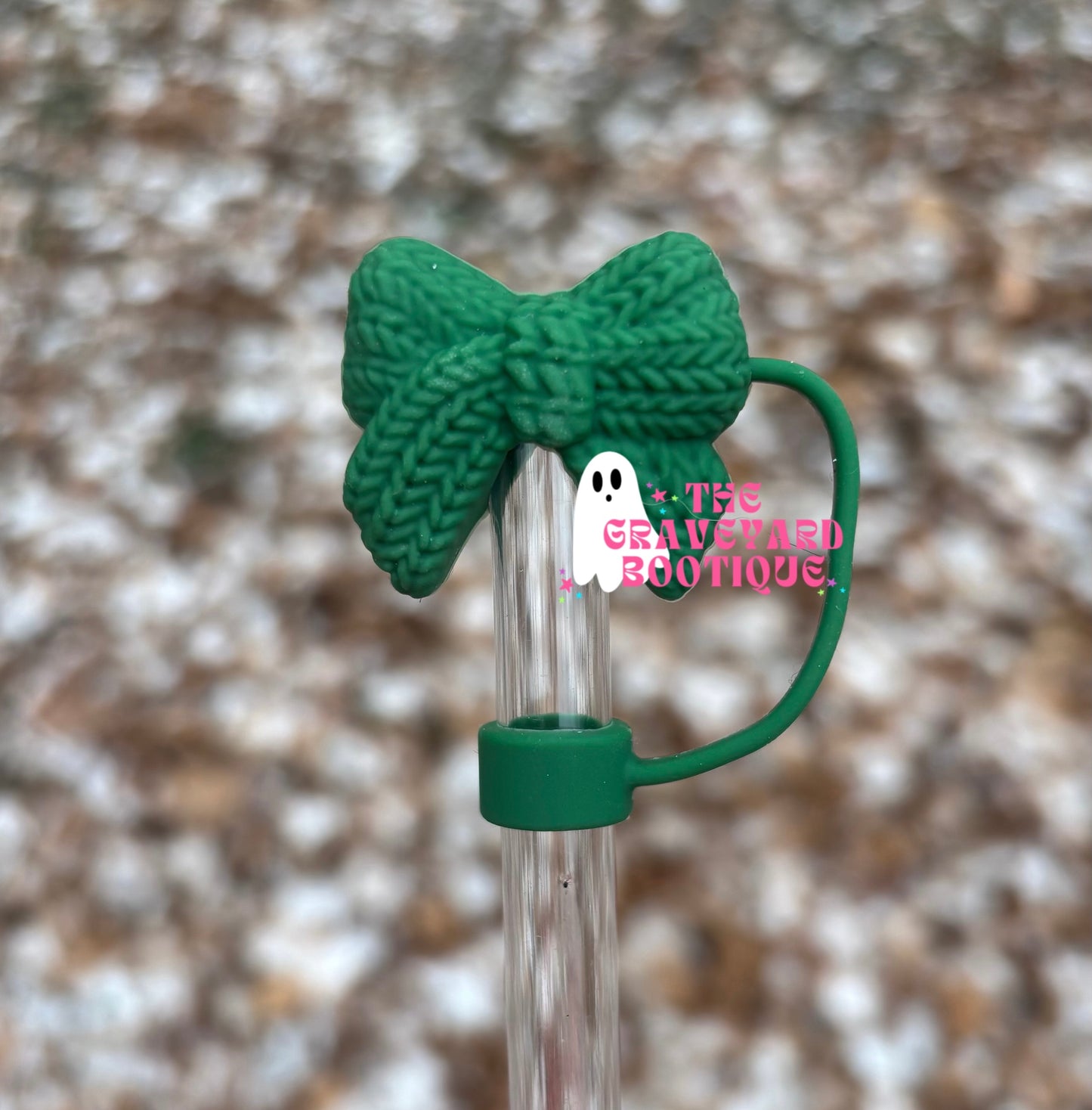 Green Sweater Bow 3D Straw Topper - 10mm