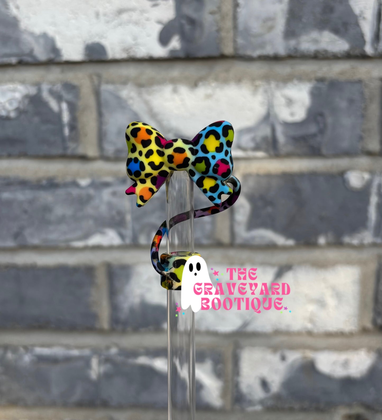 LF Leopard 3D Bow Straw Topper - 10mm