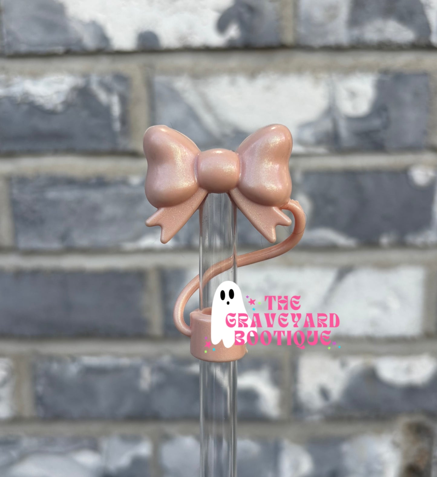 Champagne Opal 3D Bow Straw Topper - 10mm