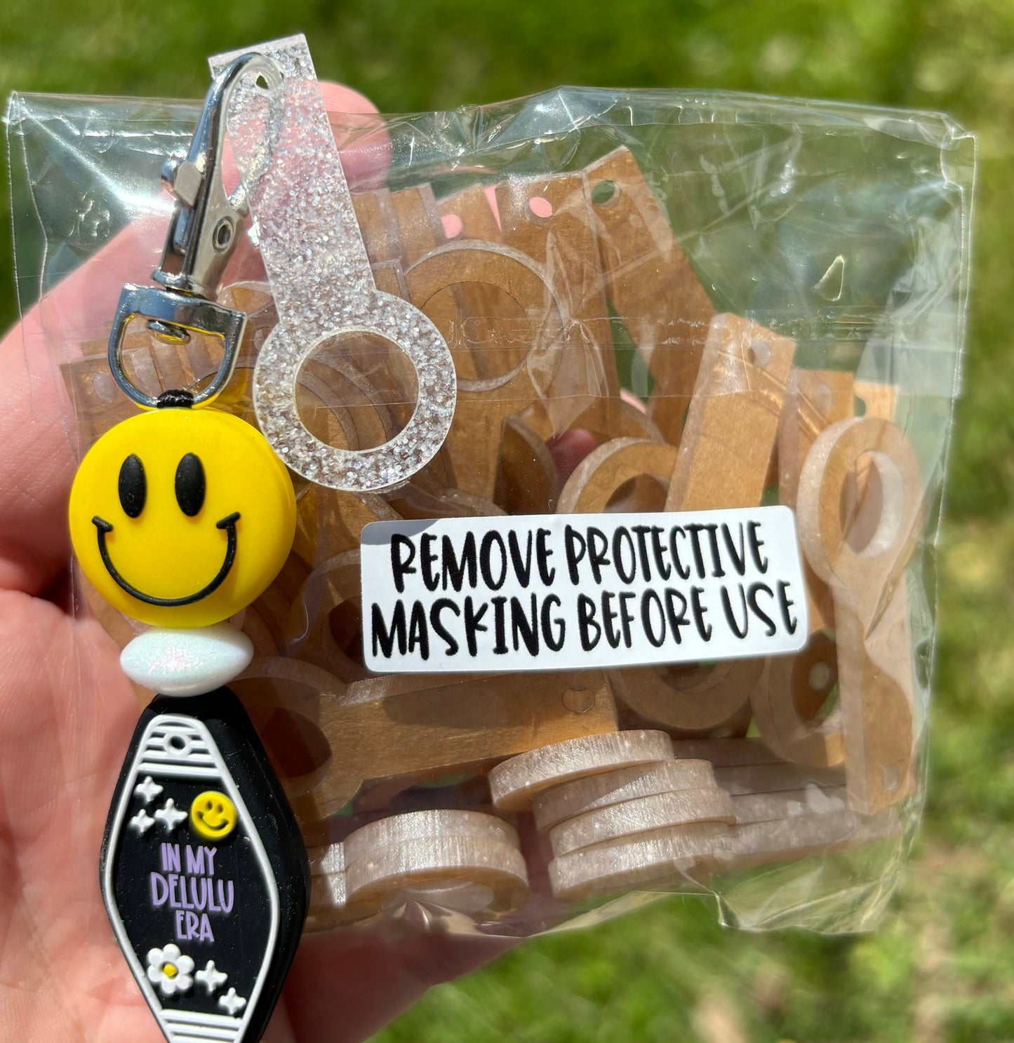 Clear Glitter Keychain Straw Adapter