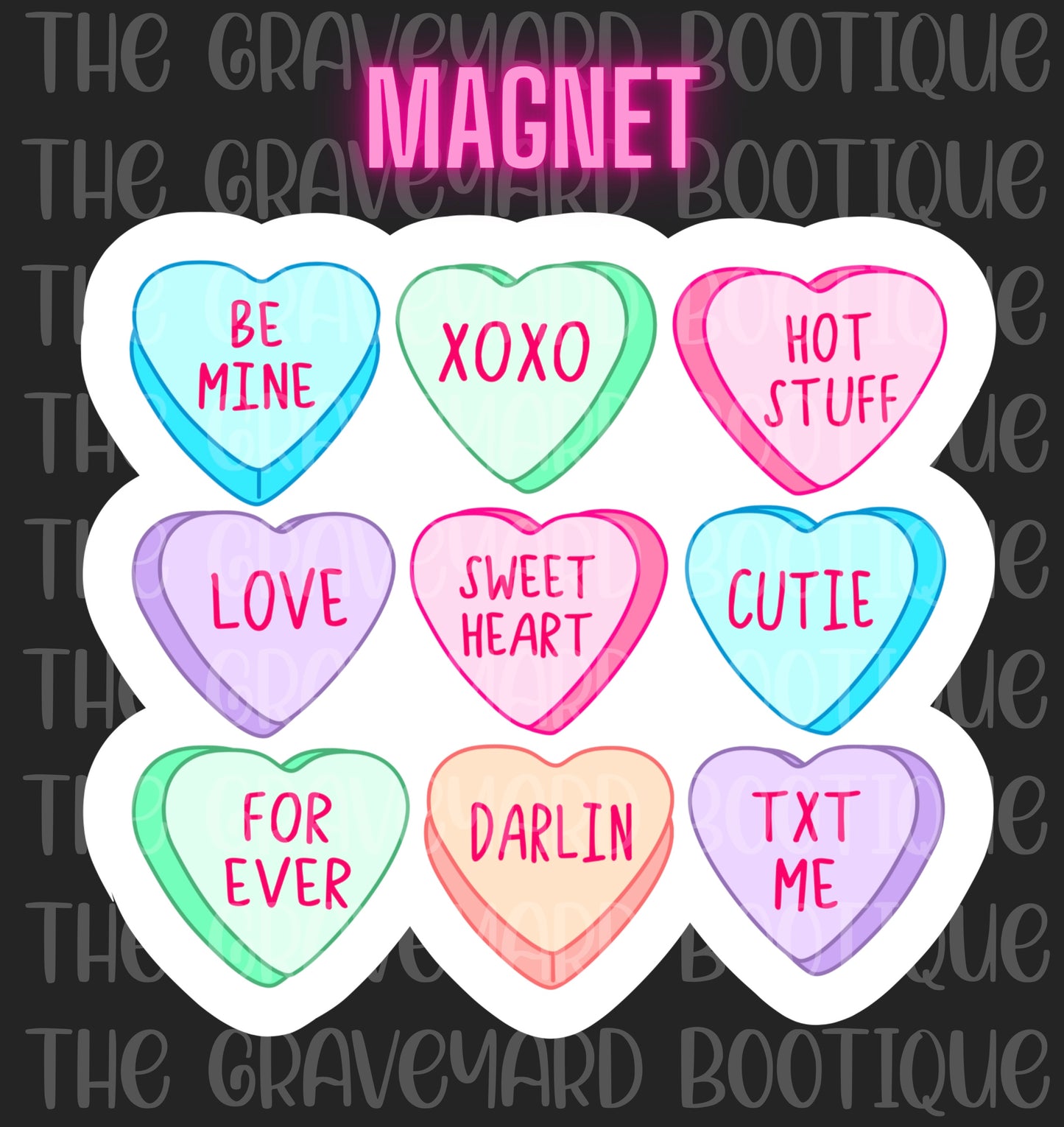 Candy Hearts Magnet