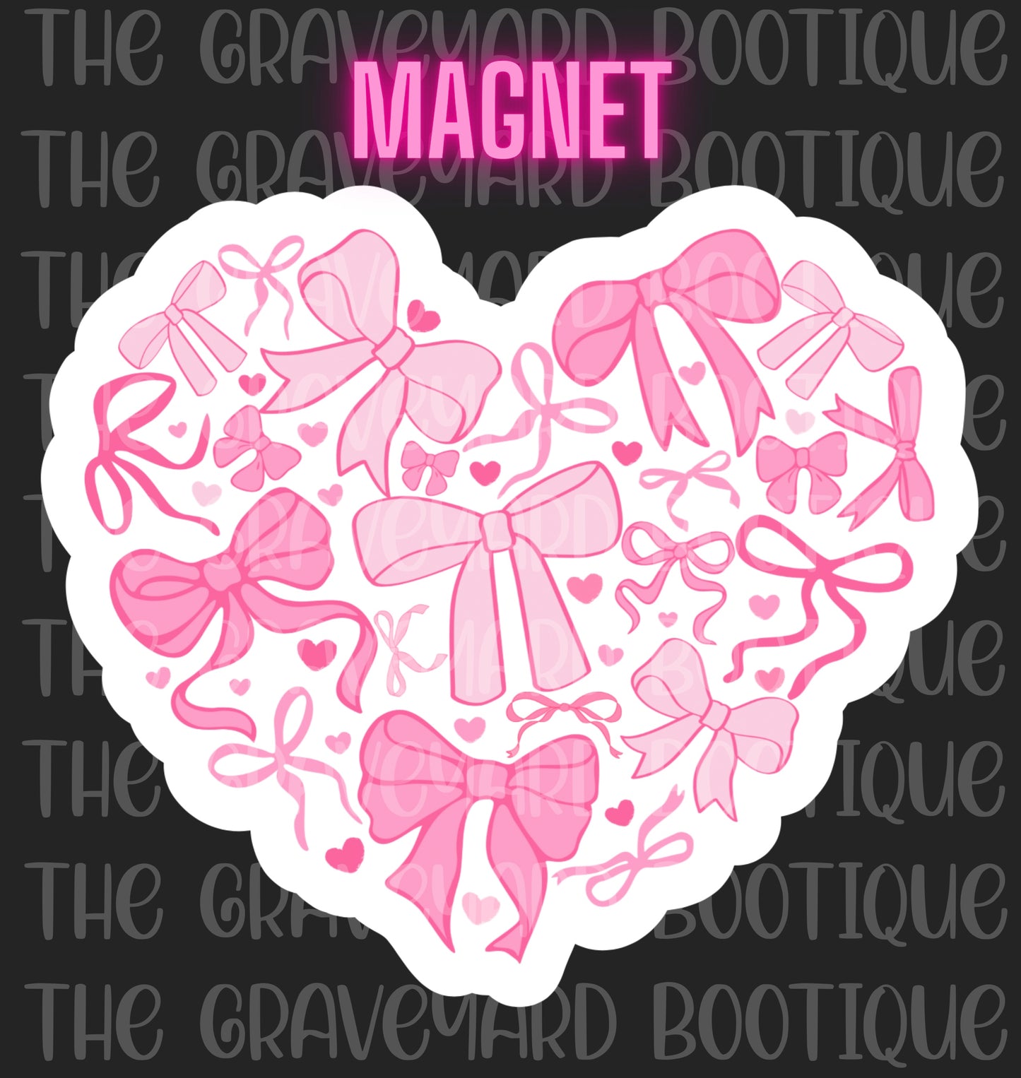Coquette Bow Heart Magnet