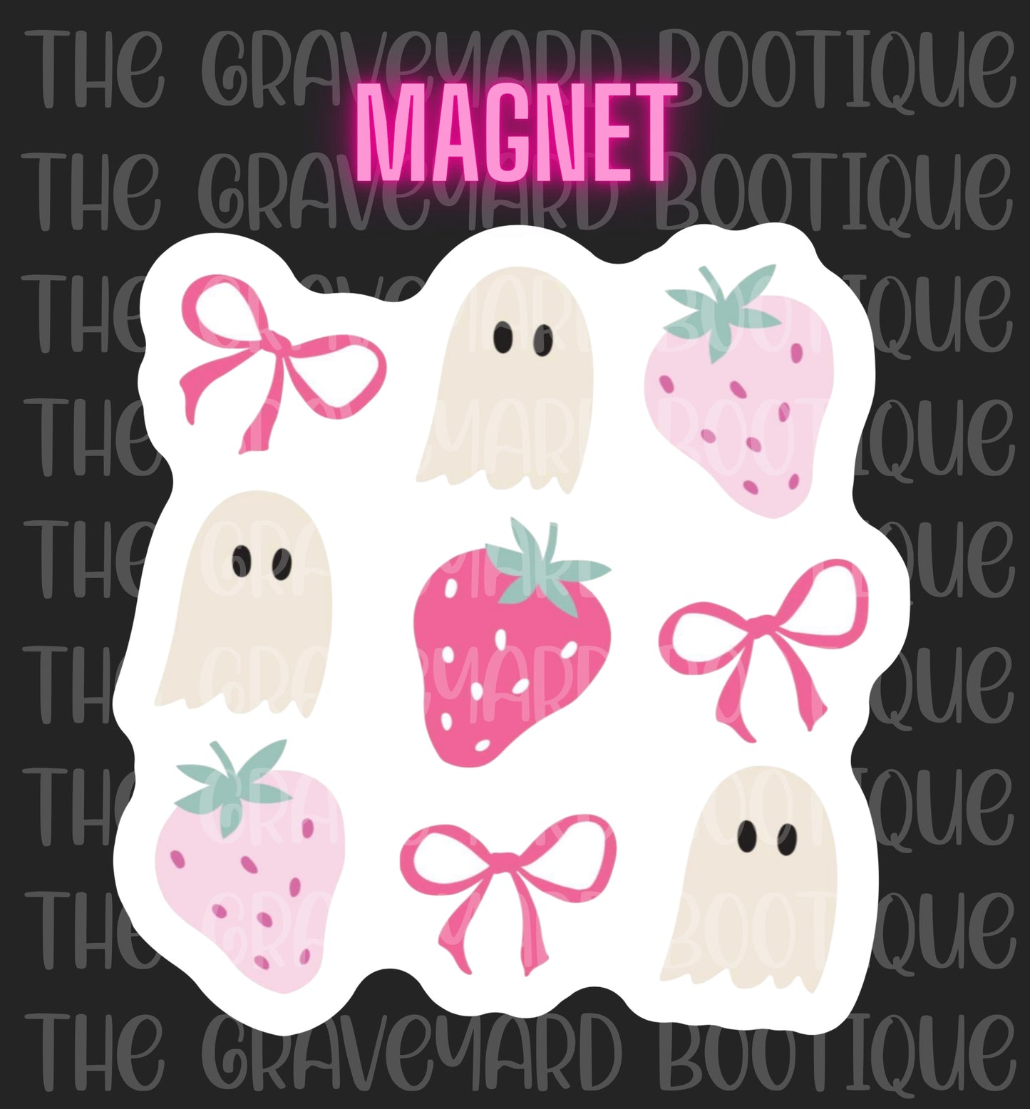 Strawberry Coquette Ghost Magnet