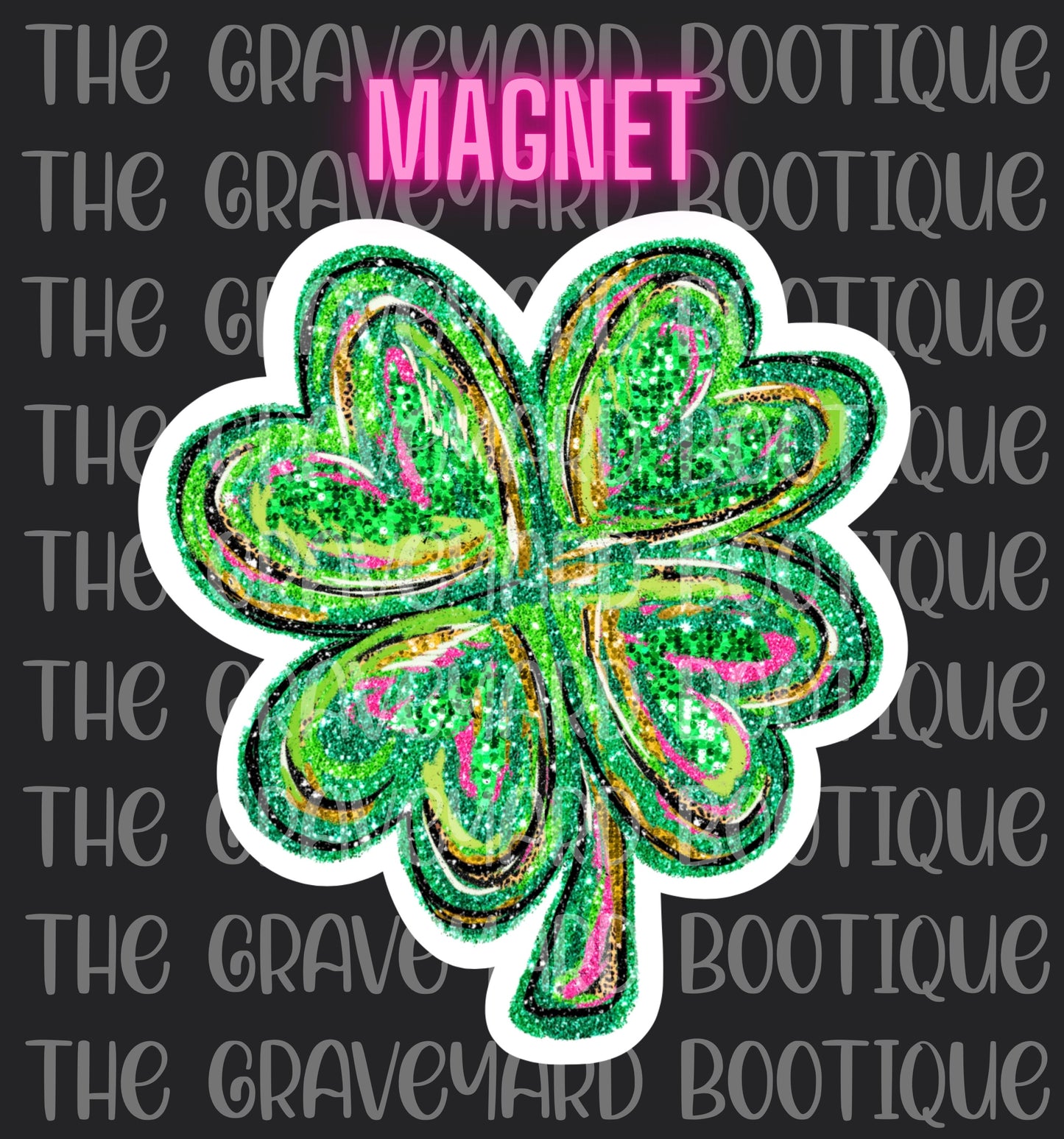 Faux Glitter Shamrock Magnet