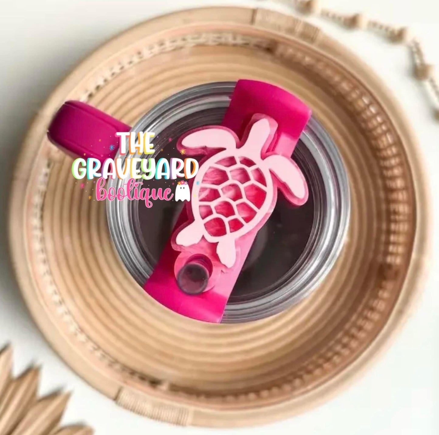 Pink Sea Turtle Tumbler Plate