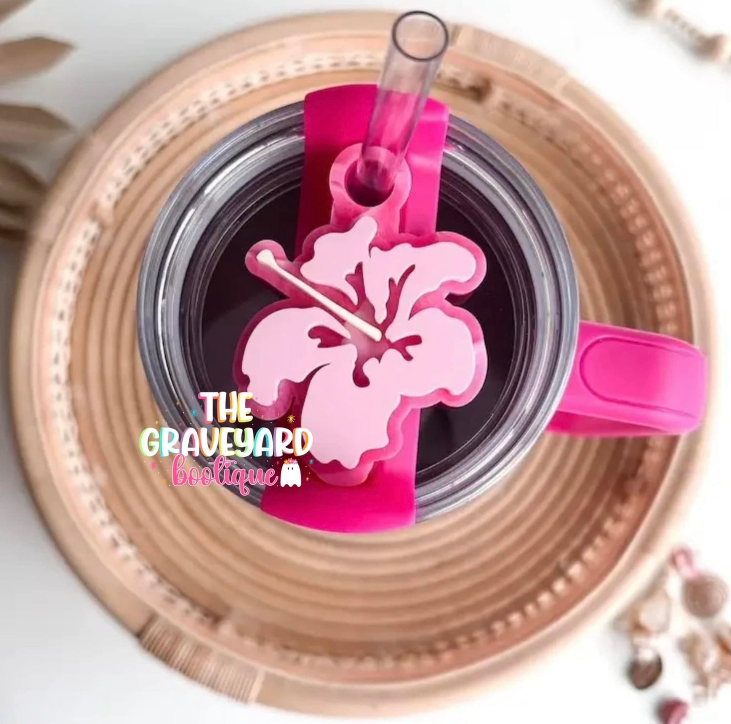 Pink Flower Tumbler Plate