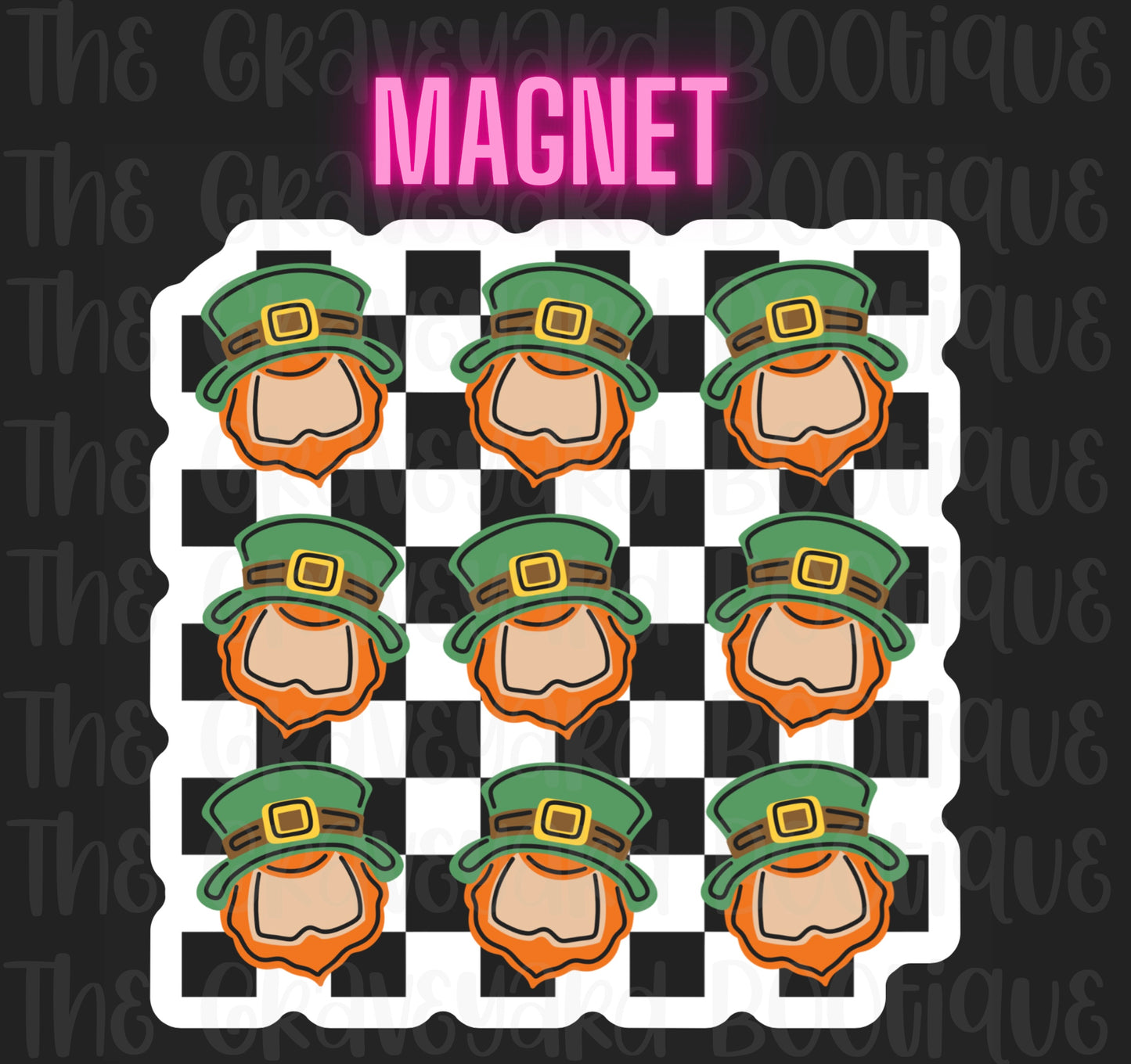 Checker Board Leprechaun Magnet
