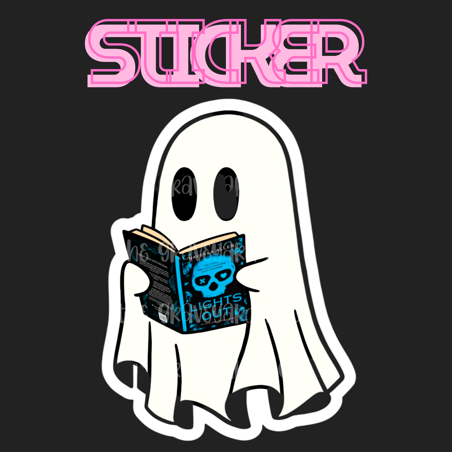 Ghost With Lights Out Book Sticker