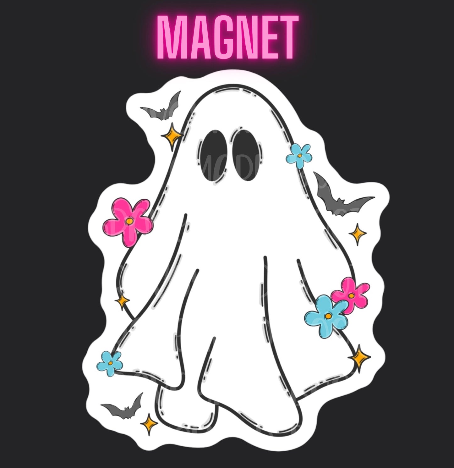 Groovy Floral Ghost Magnet