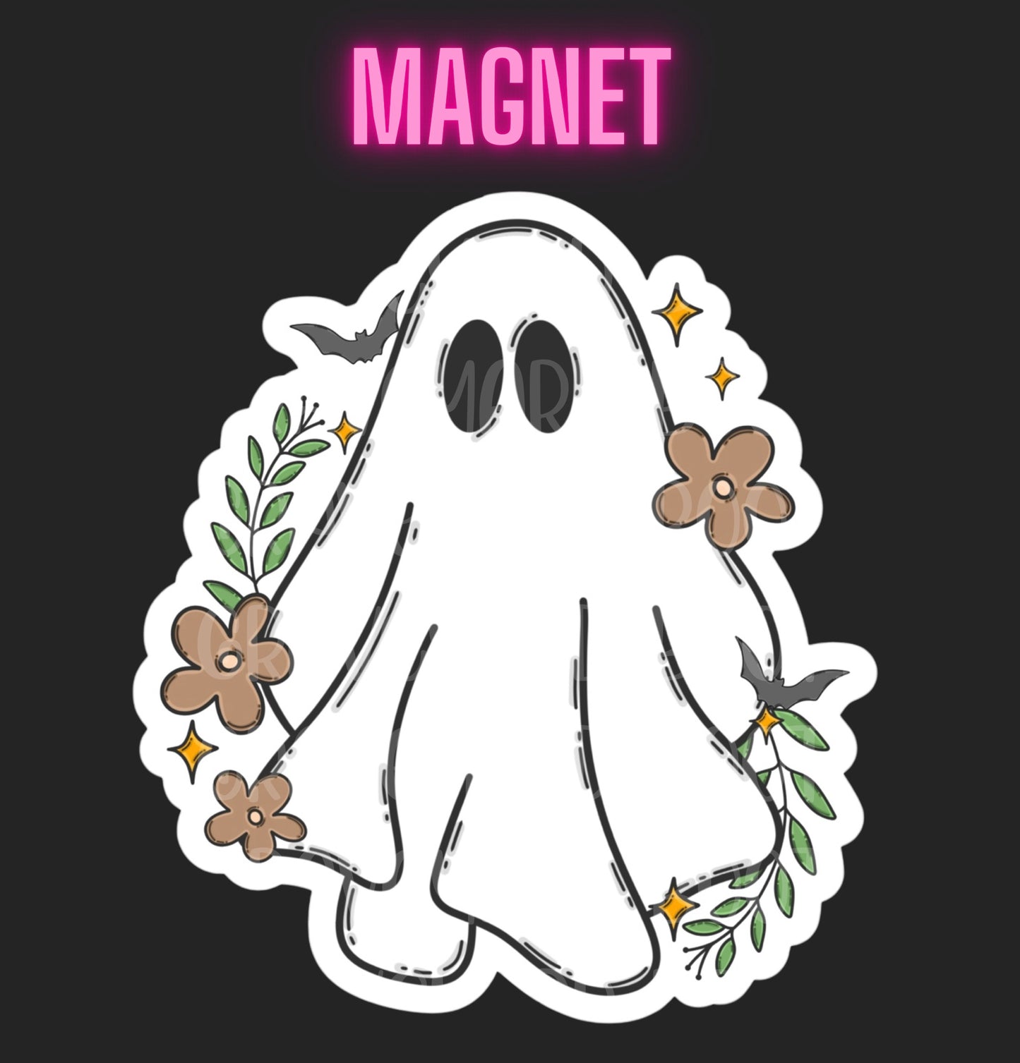 Boho Floral Ghost Magnet
