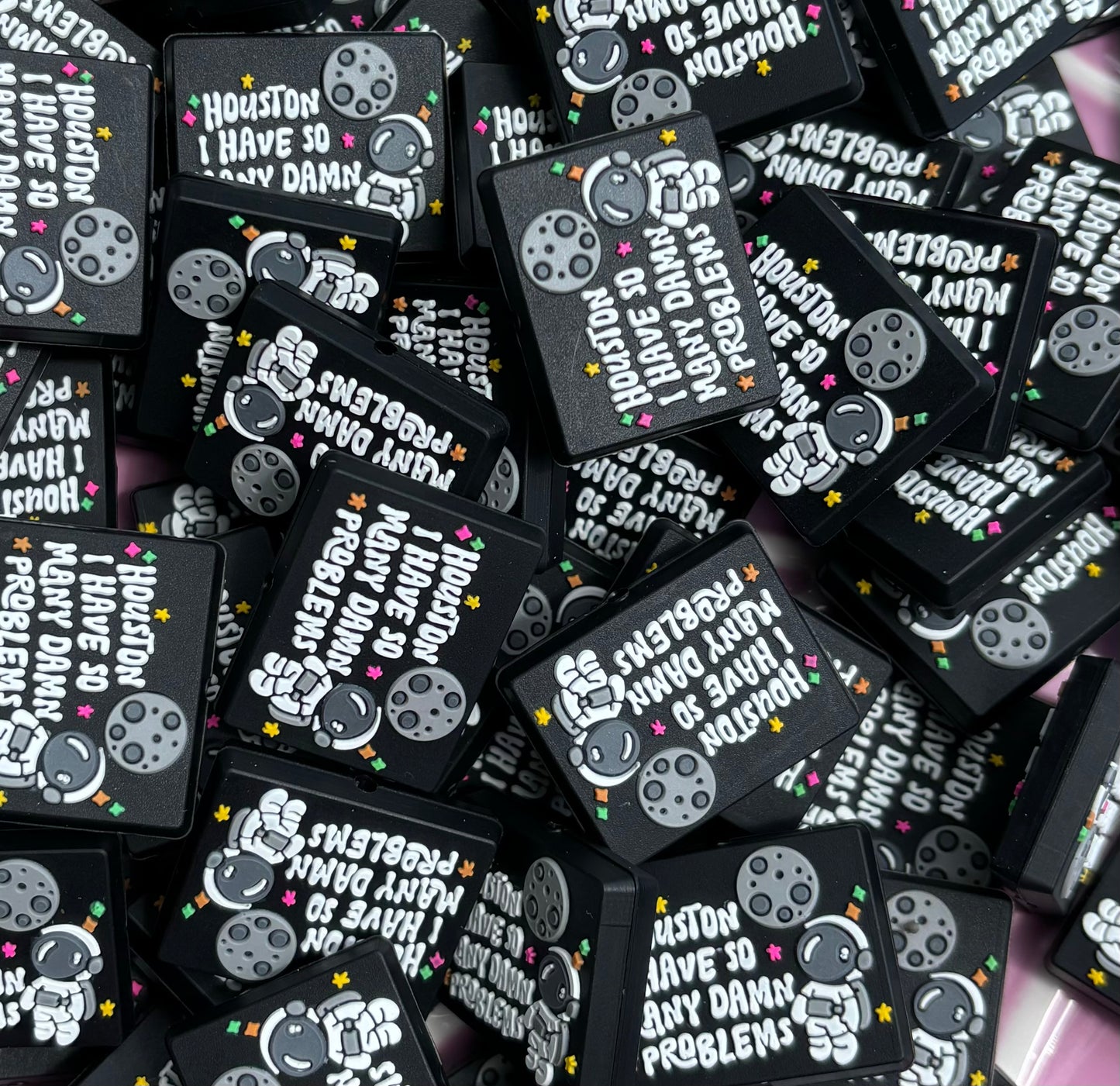 Exclusive 2pk Houston I Have So Many Damn Problems Silicone Focal Bead