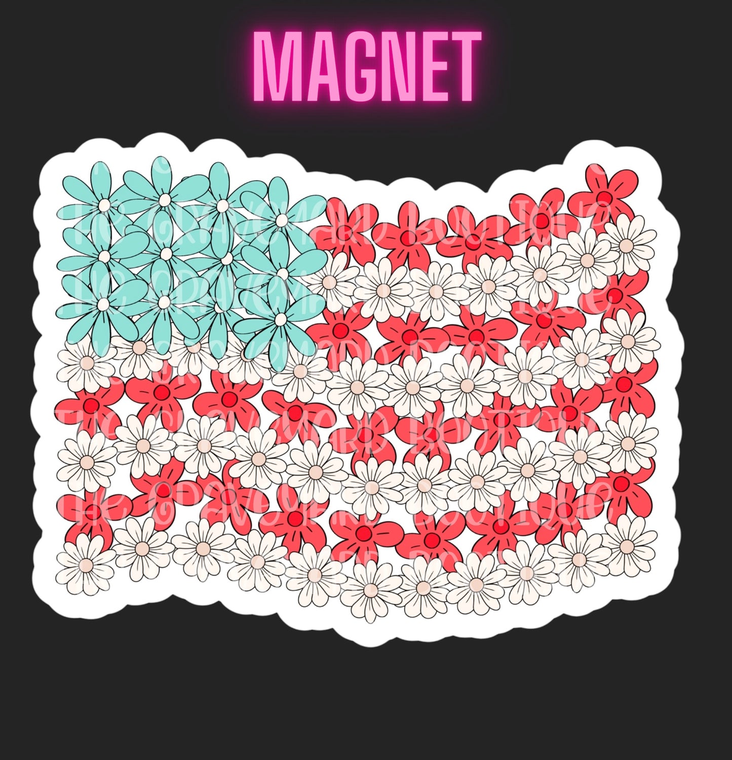 Floral American Flag Magnet
